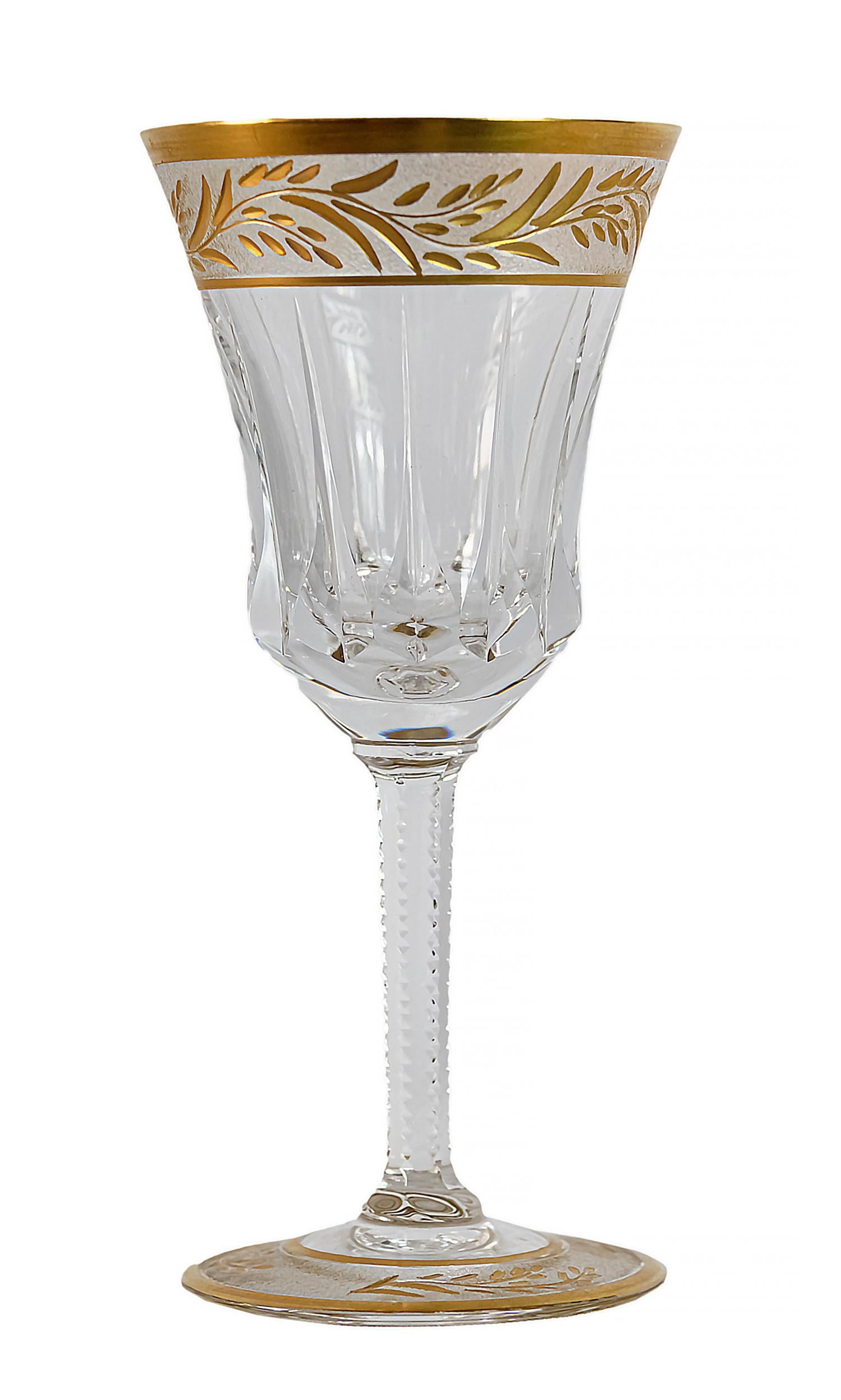Belga Set di 5 pezzi. Val Saint Lambert Poitiers Bicchieri da Sherry/Port in cristallo dorato