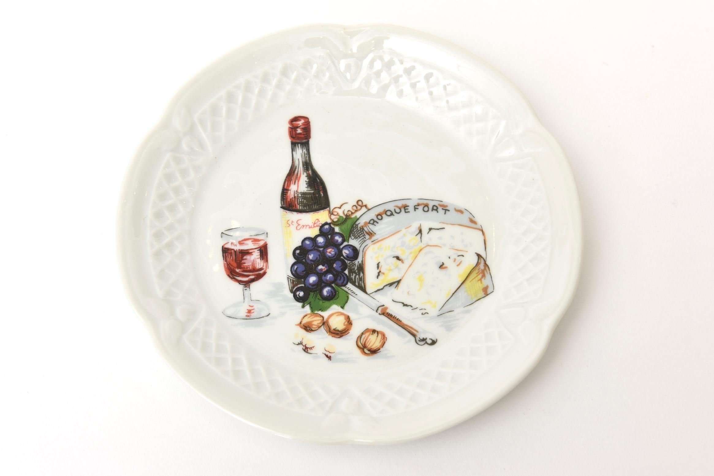 French Set of 5 Philippe Deshoullieres Porcelain Appetizer or Desert Plates Vintage