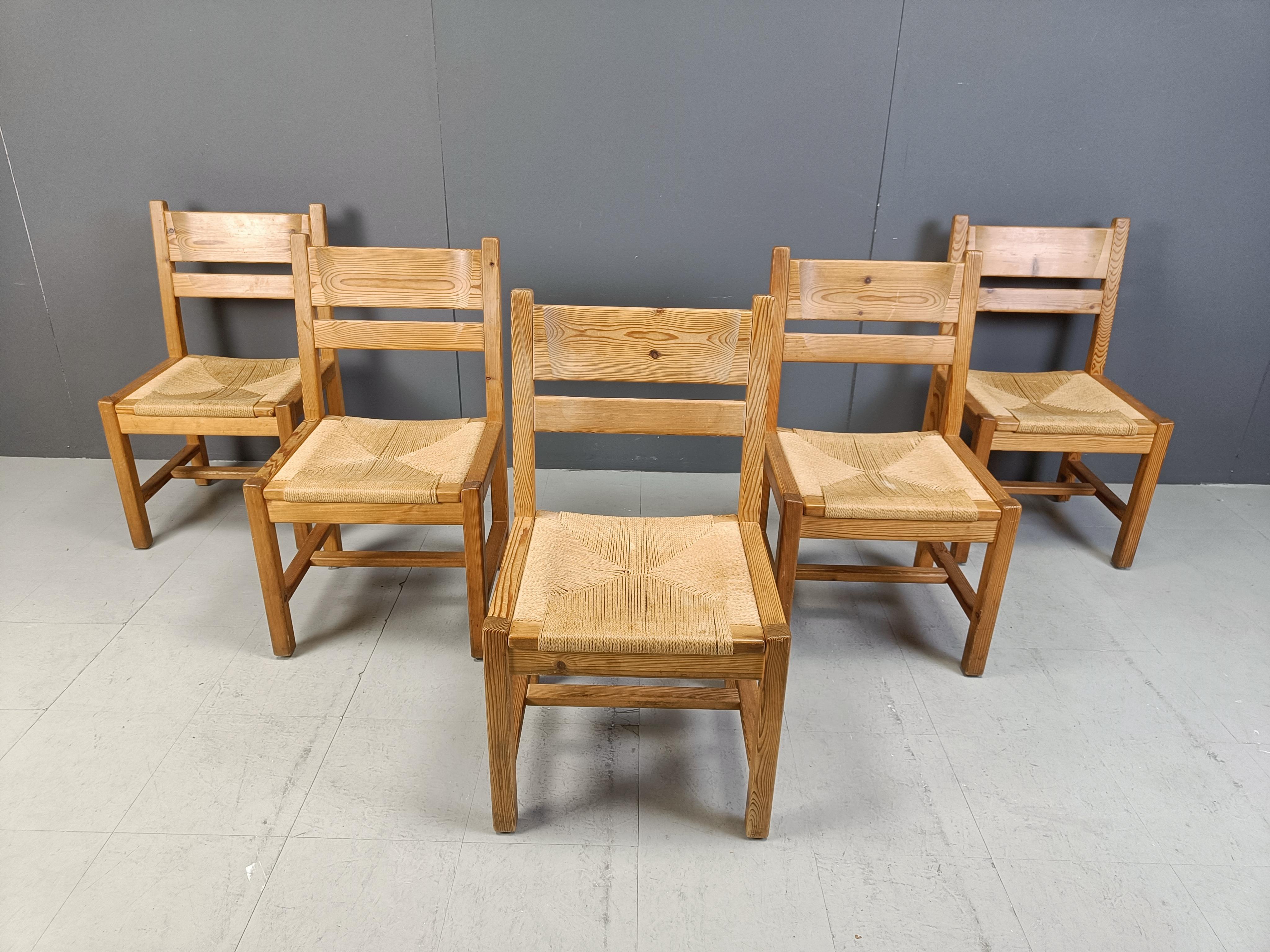 Danese Set di 5 sedie da pranzo in legno Pibe di GM Mobler, anni '60 in vendita