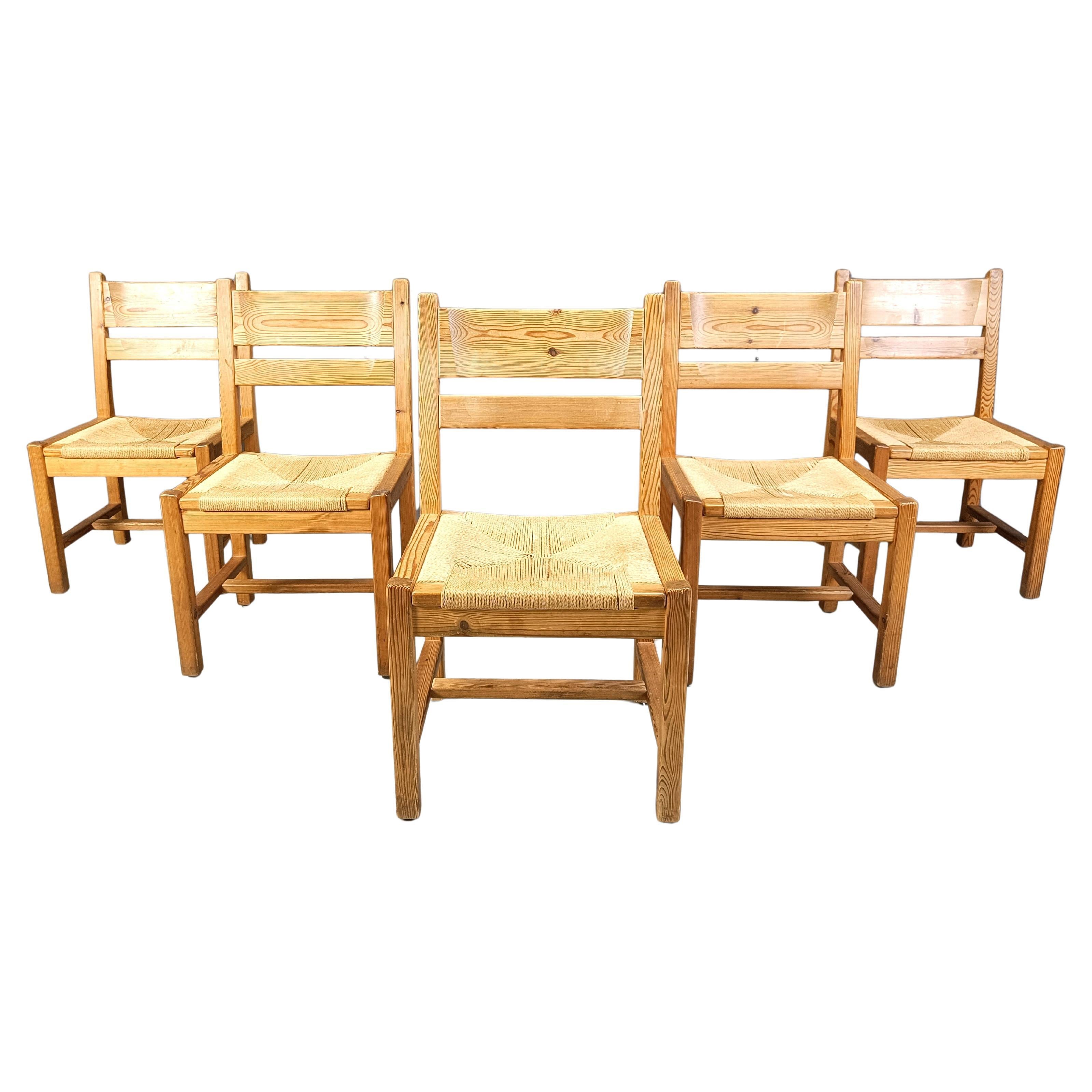 Juego de 5 sillas de comedor de madera Pibe de GM Mobler, años 60