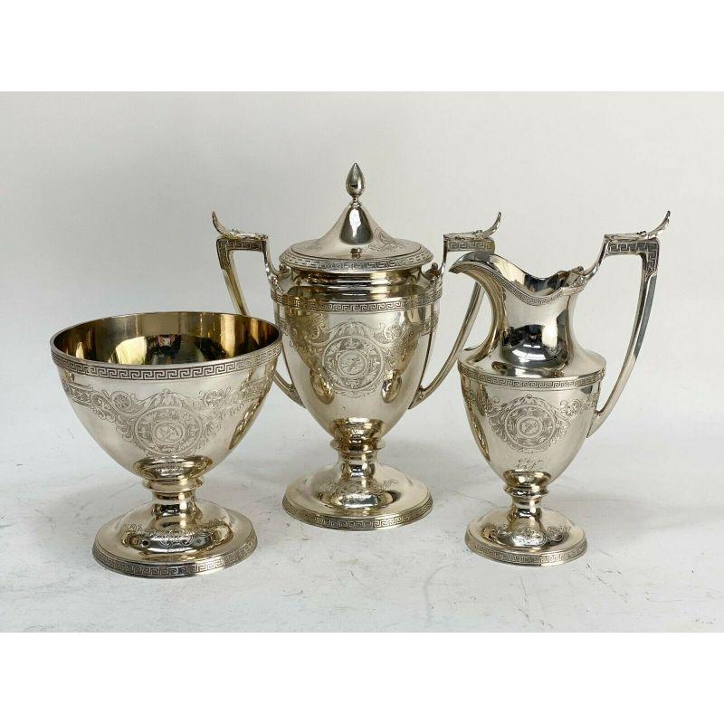 Set of 5 Piece Gorham Coin Silver Tea and Coffee Set, circa 1870 In Good Condition For Sale In WILMINGTON, CA