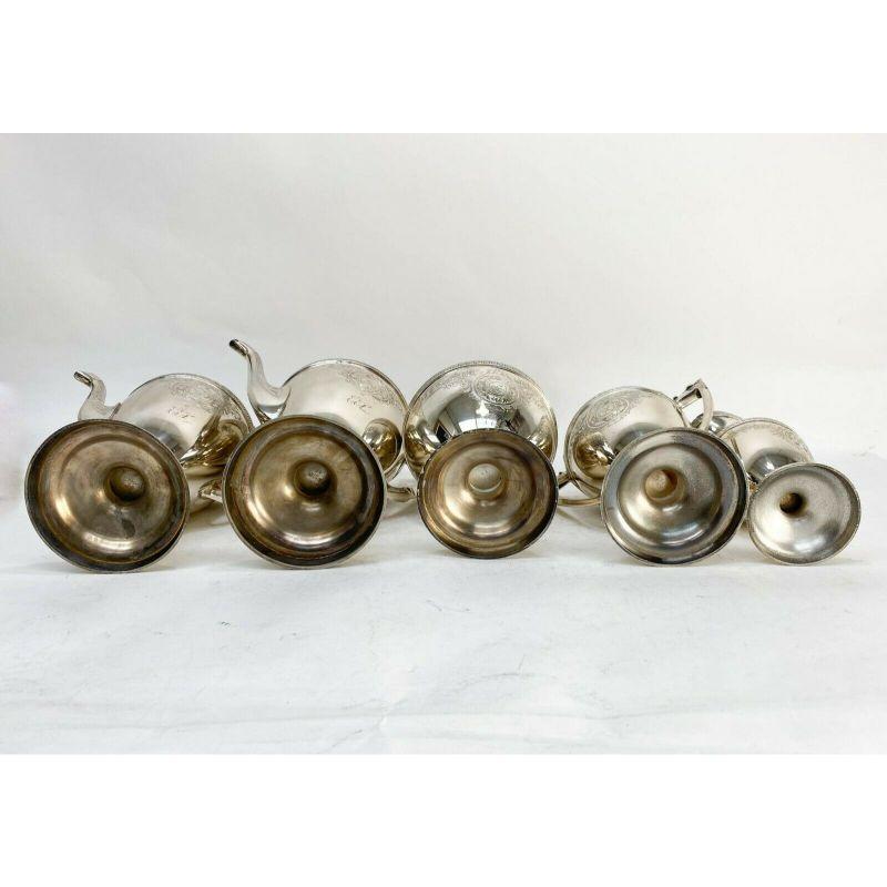 Set of 5 Piece Gorham Coin Silver Tea and Coffee Set, circa 1870 For Sale 1
