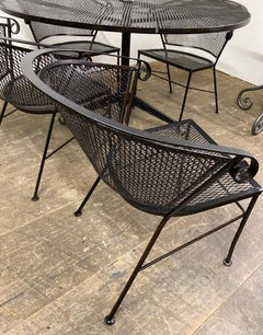 Set of 5 Piece Round Patio Garden Dining Table and 4 Mesh Arm Chairs