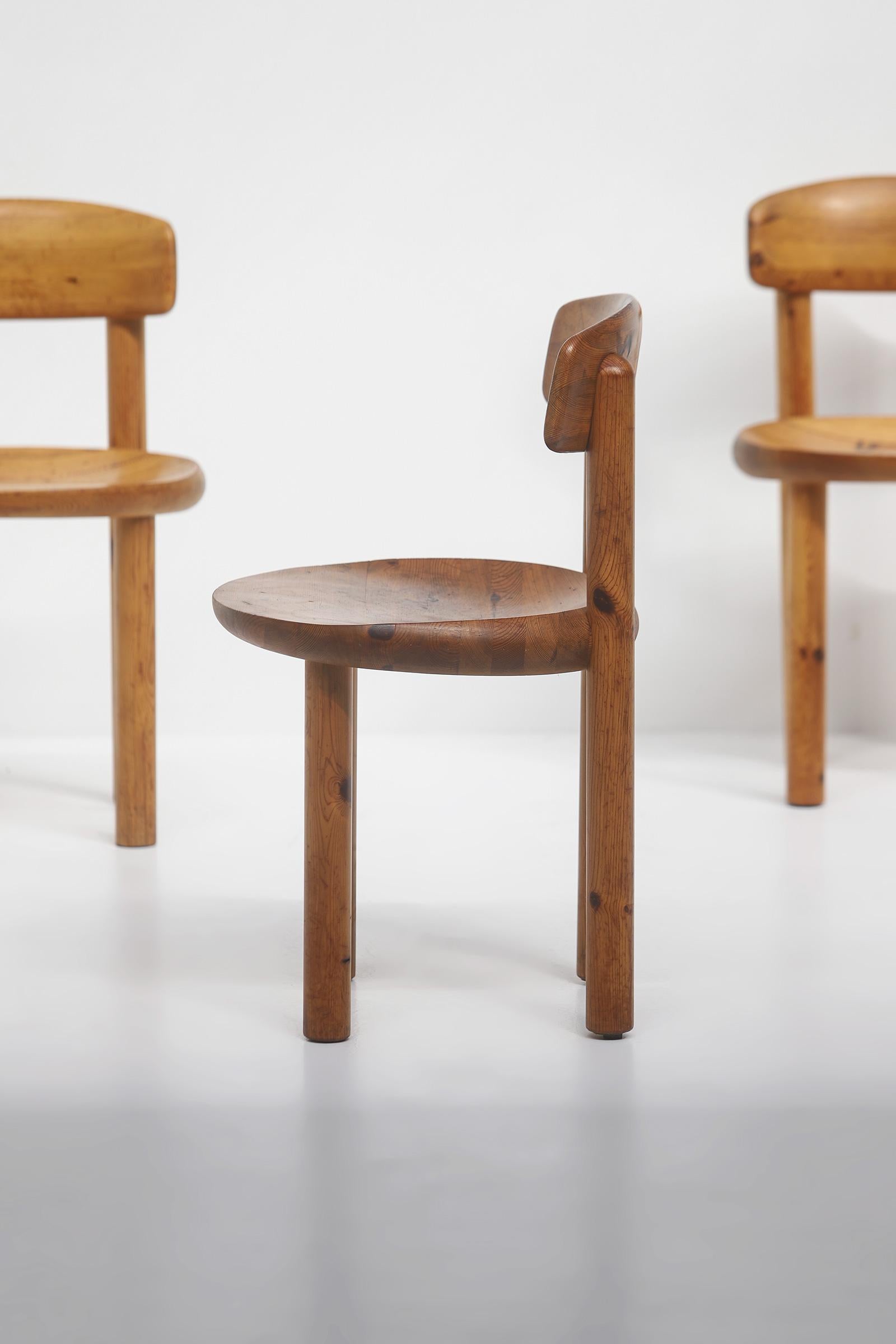 Scandinavian Modern Set of 5 Pinewood Chairs by Rainer Daumiller, 1970s