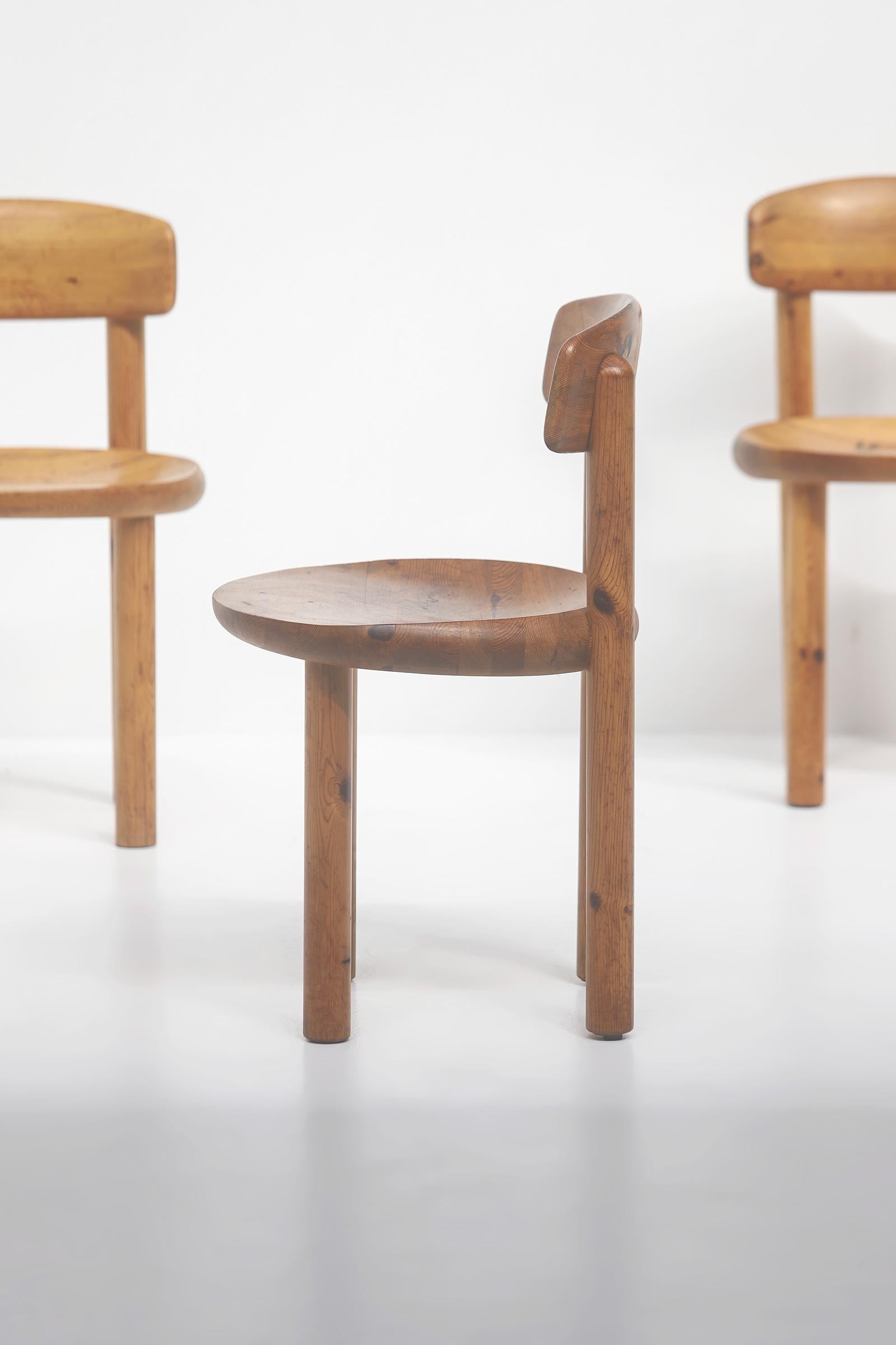 Scandinavian Set of 5 Pinewood Chairs by Rainer Daumiller, 1970s