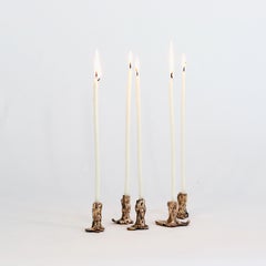 Set of 5 Pixie Burnt Bornze Candleholders Contemporary Art by Samuel Costantini