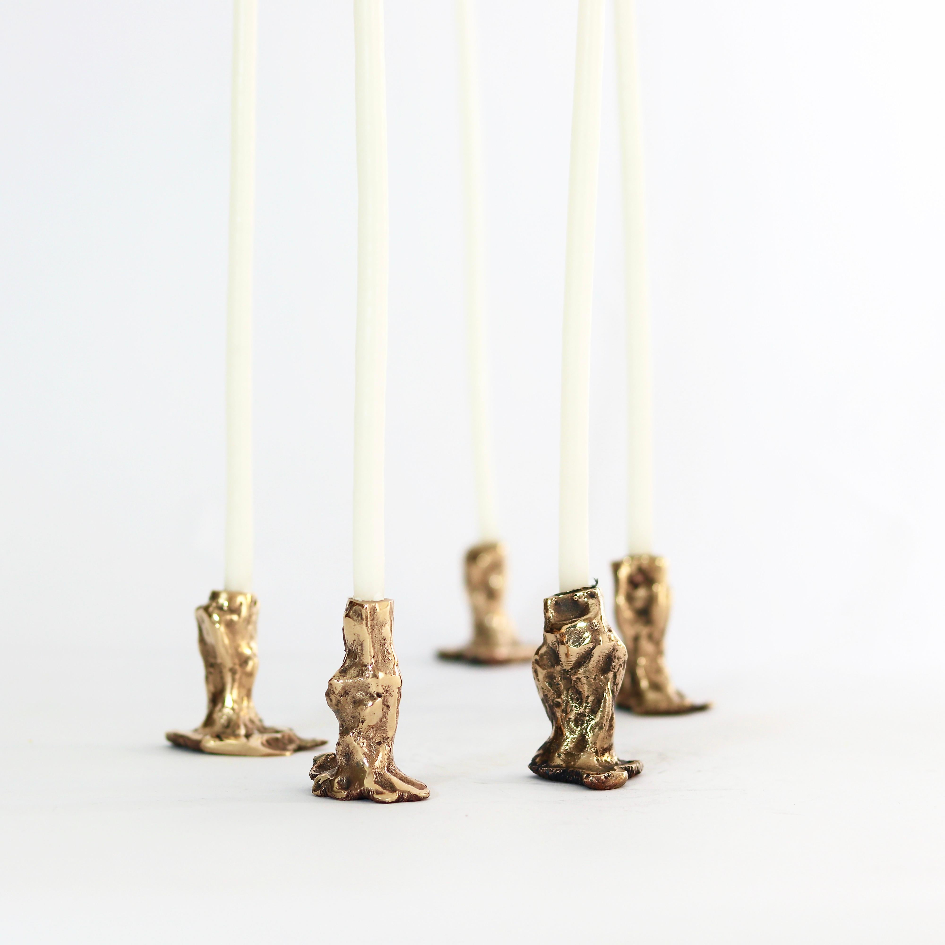 Set of 5 Pixie Bornze Candleholders by Samuel Costantini In New Condition For Sale In Geneve, CH