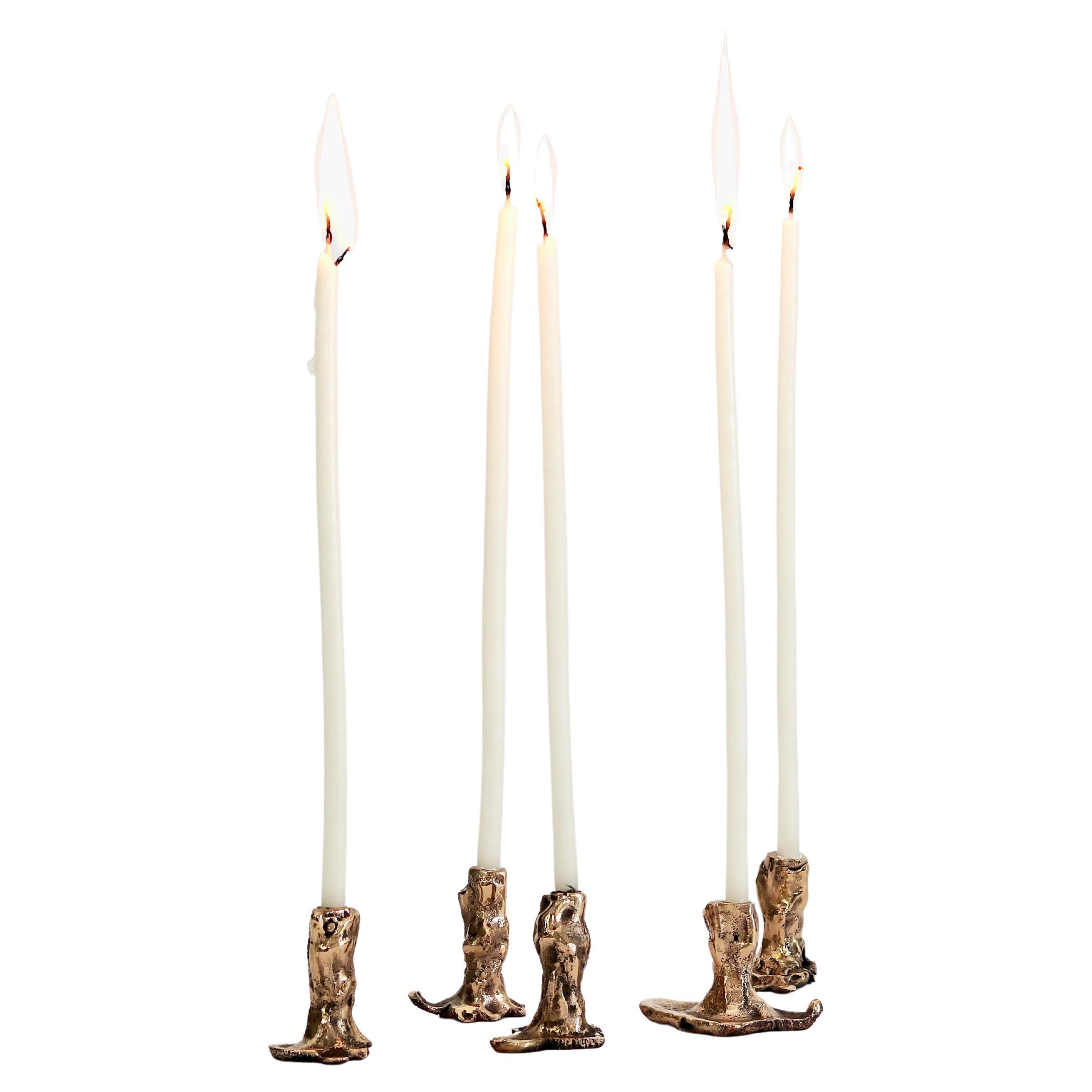 Set von 5 Pixie Bornze-Kerzenhaltern von Samuel Costantini im Angebot