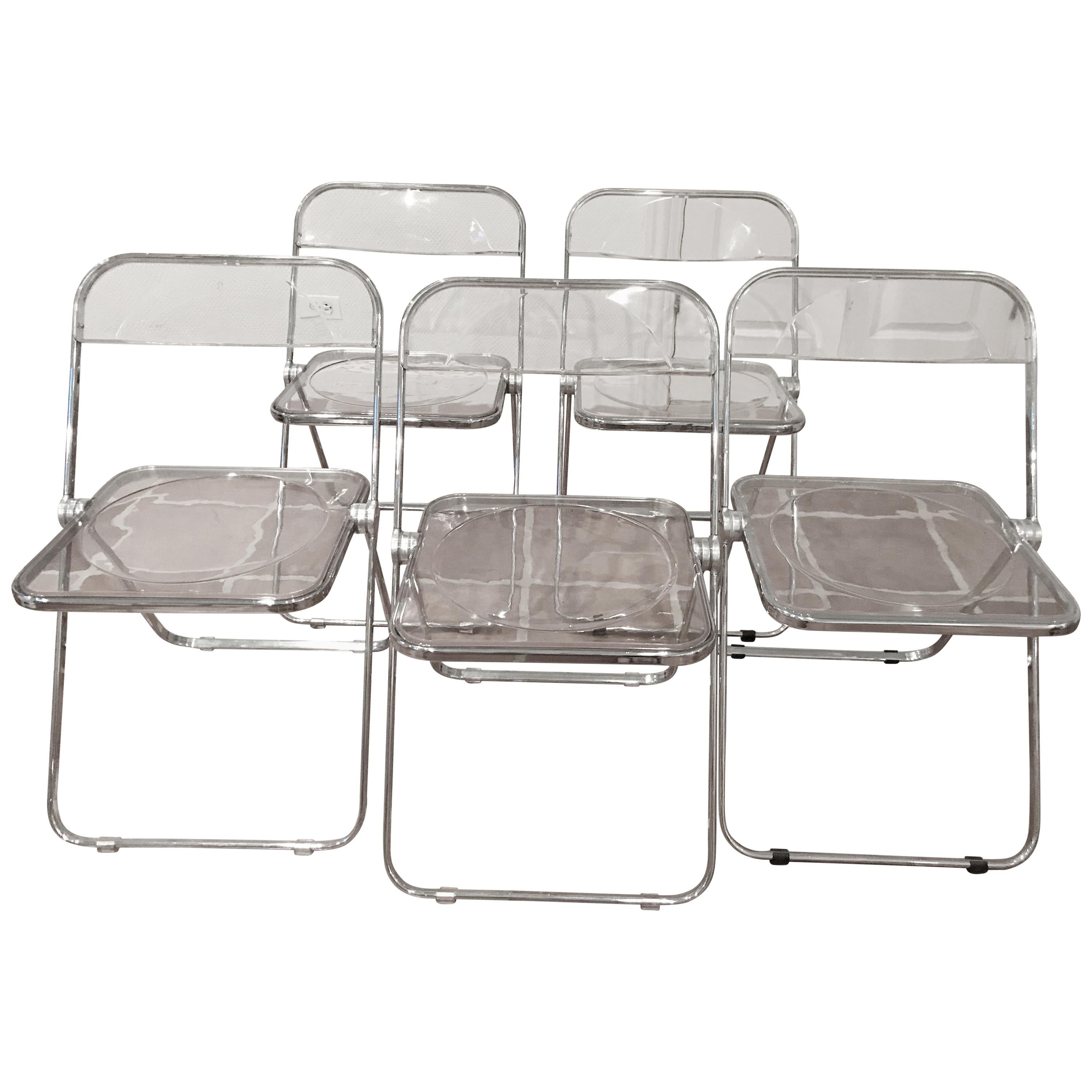 Set of 5 Plia Lucite Folding Chairs by Castelli