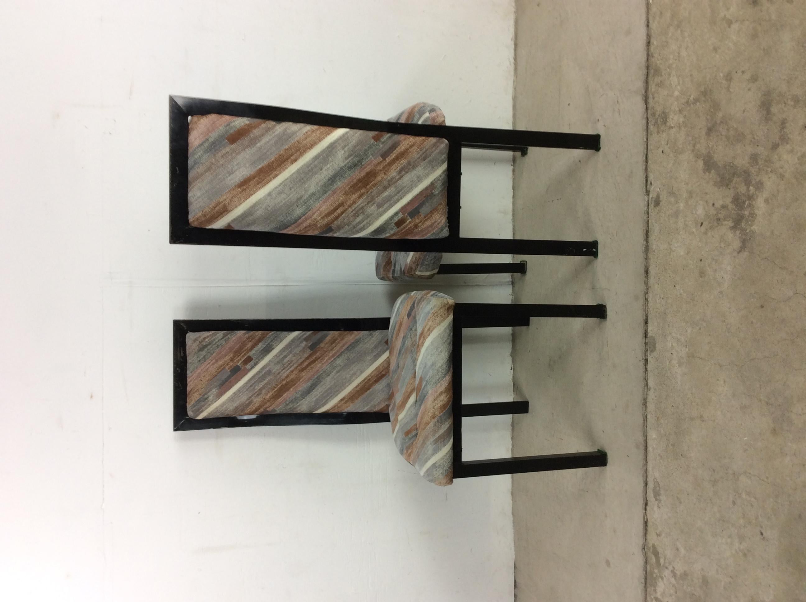 Set of 5 Postmodern Dining Chairs with Vintage Upholstery For Sale 5