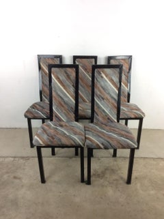 Ensemble de 5 chaises de salle à manger postmodernes avec tissu d'ameublement vintage