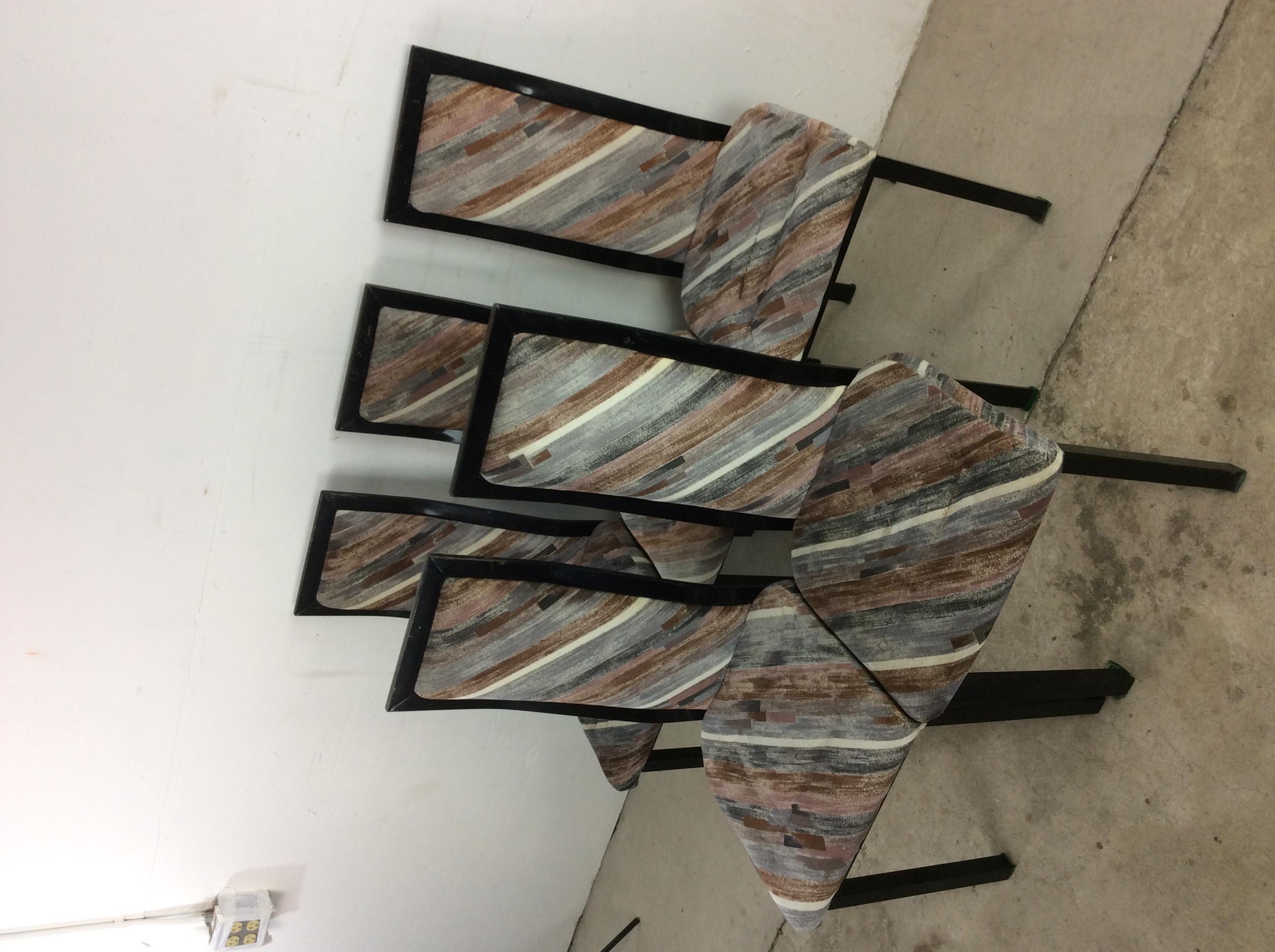 Post-Modern Set of 5 Postmodern Dining Chairs with Vintage Upholstery For Sale