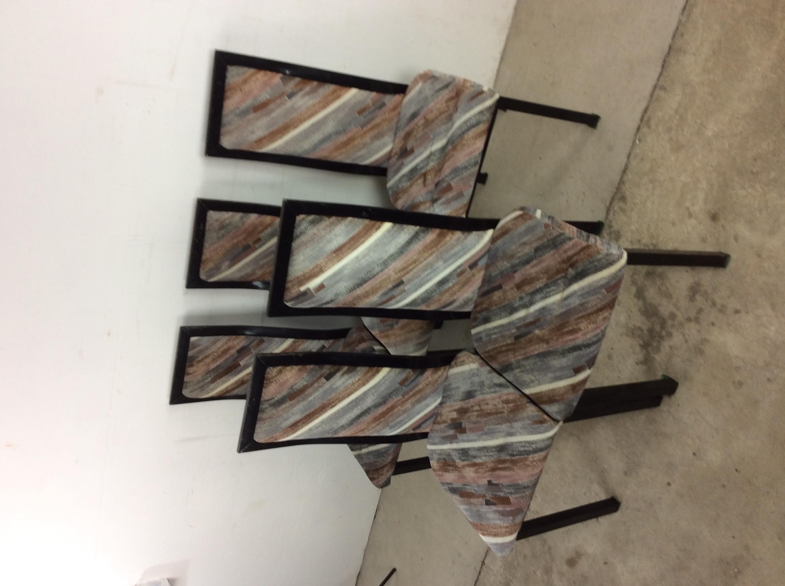 American Set of 5 Postmodern Dining Chairs with Vintage Upholstery For Sale