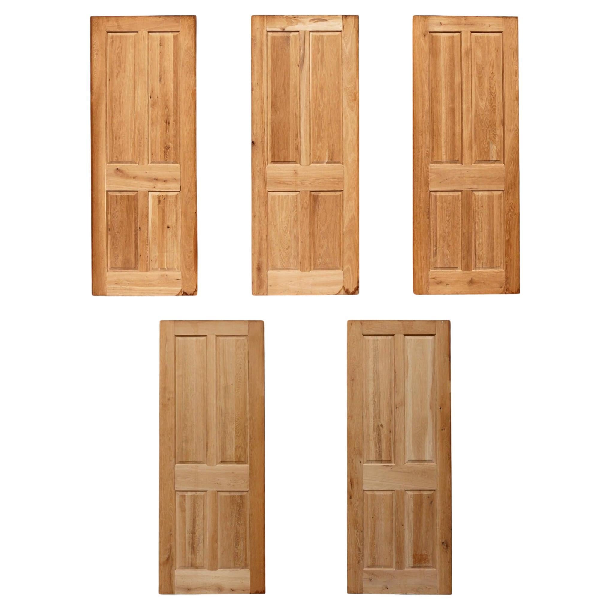 Set of 5 Reclaimed 4-Panel Oak Interior Doors
