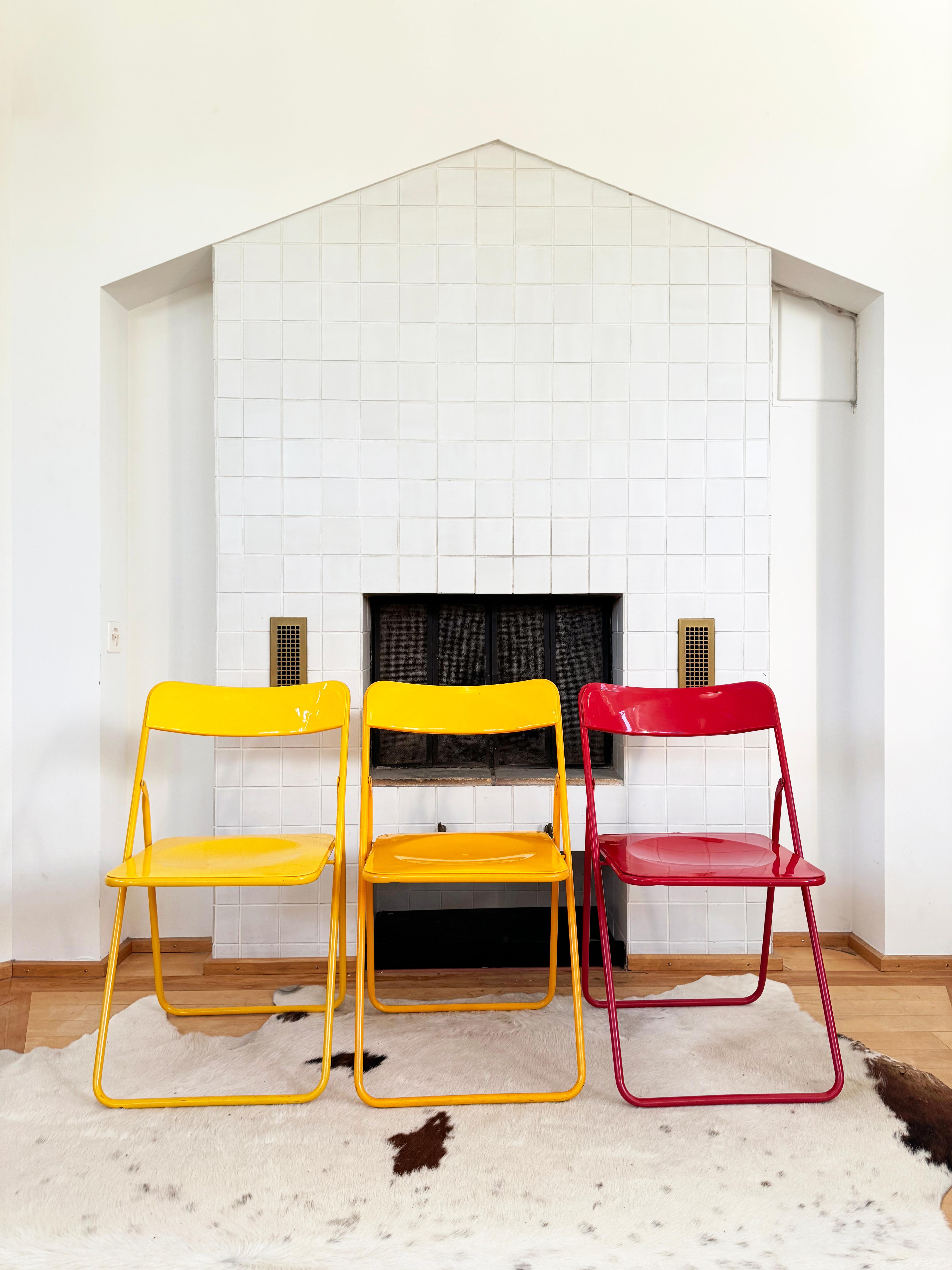Set of 5 Red Swedish Postmodern 80s Vintage Nils Gammelgaard Ikea 
