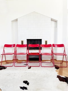 Set of 5 Red Swedish Postmodern 80s Vintage Nils Gammelgaard Ikea "Ted" Chairs