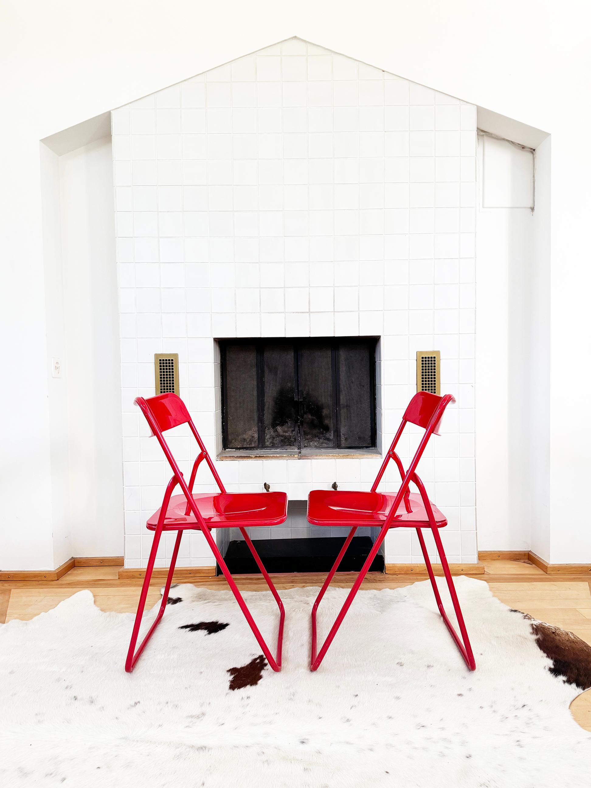 Set of 5 Red Swedish Postmodern 80s Vintage Nils Gammelgaard Ikea 