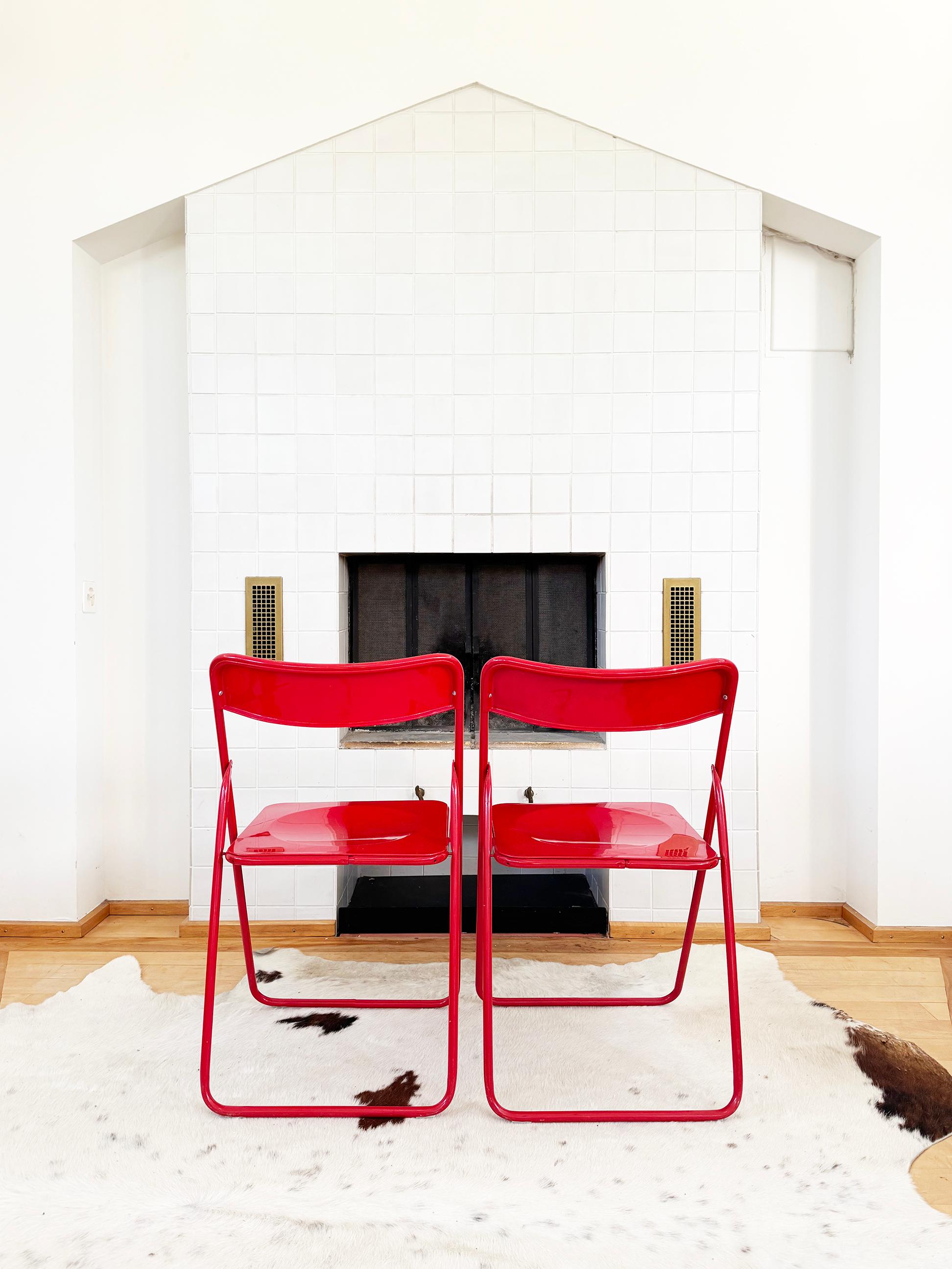 Set of 5 Red Swedish Postmodern 80s Vintage Nils Gammelgaard Ikea 