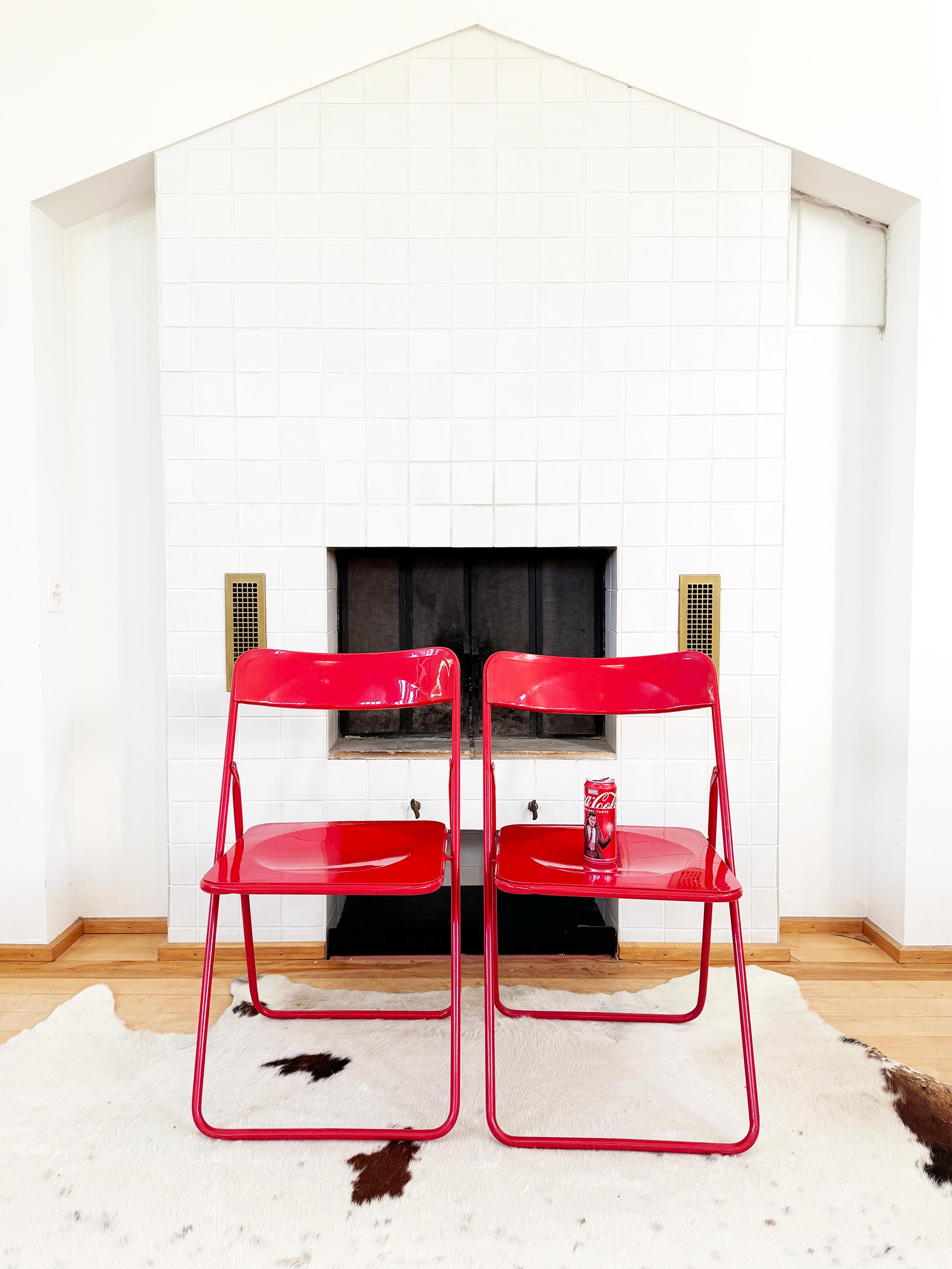 Set of 5 Red Swedish Postmodern 80s Vintage Nils Gammelgaard Ikea 