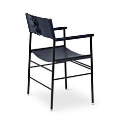 Set of 5 Timeless Contemporary Chair Navy Blue Leather & Black Rubber Metal