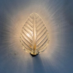 Applique nervurée 'Leaf' par Barovier&Toso Italie, circa 1940 (5 pièces disponibles)