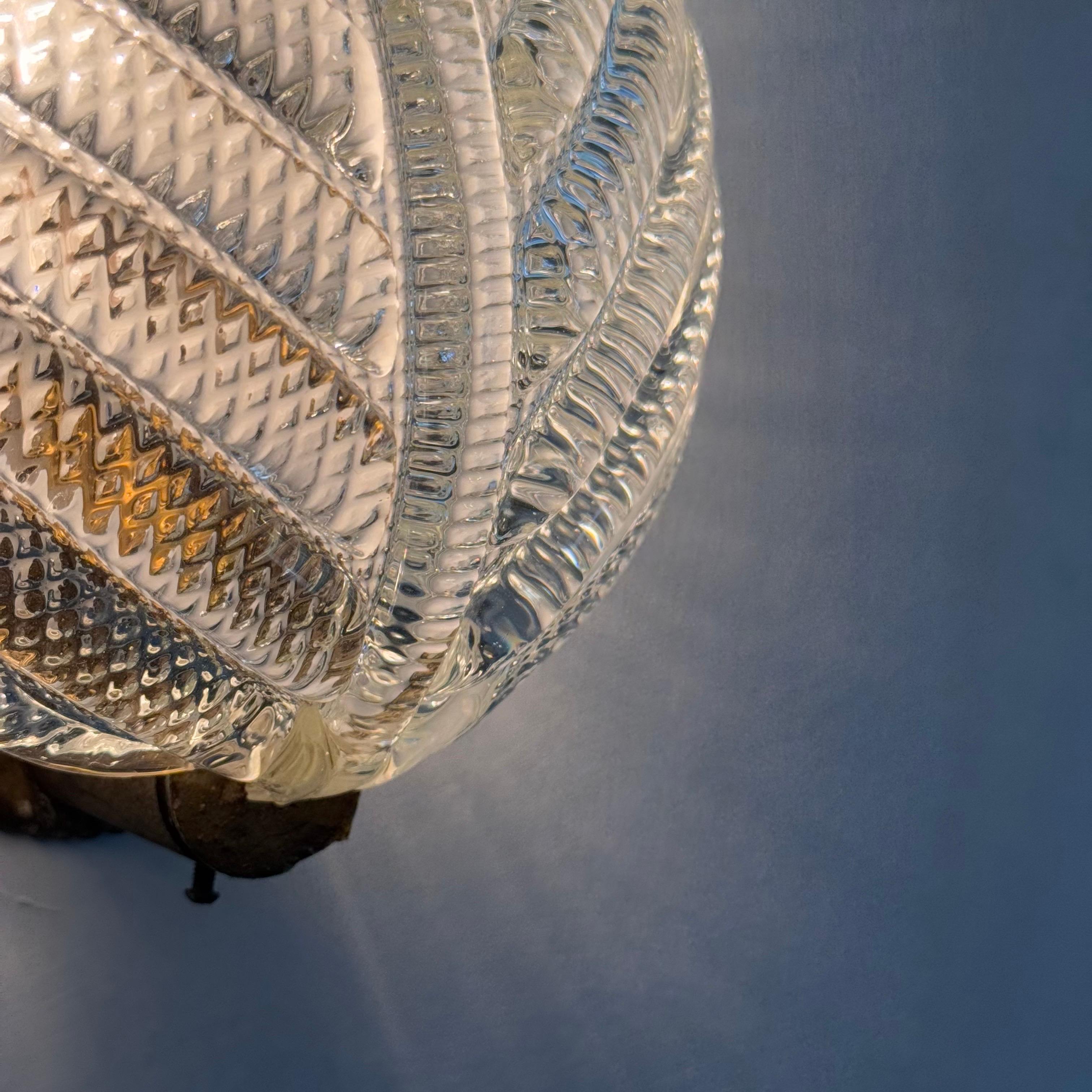 Set of 5 Ribbed ‘Leaf’ Wall Lights by Barovier & Toso Italy, circa 1940 For Sale 2