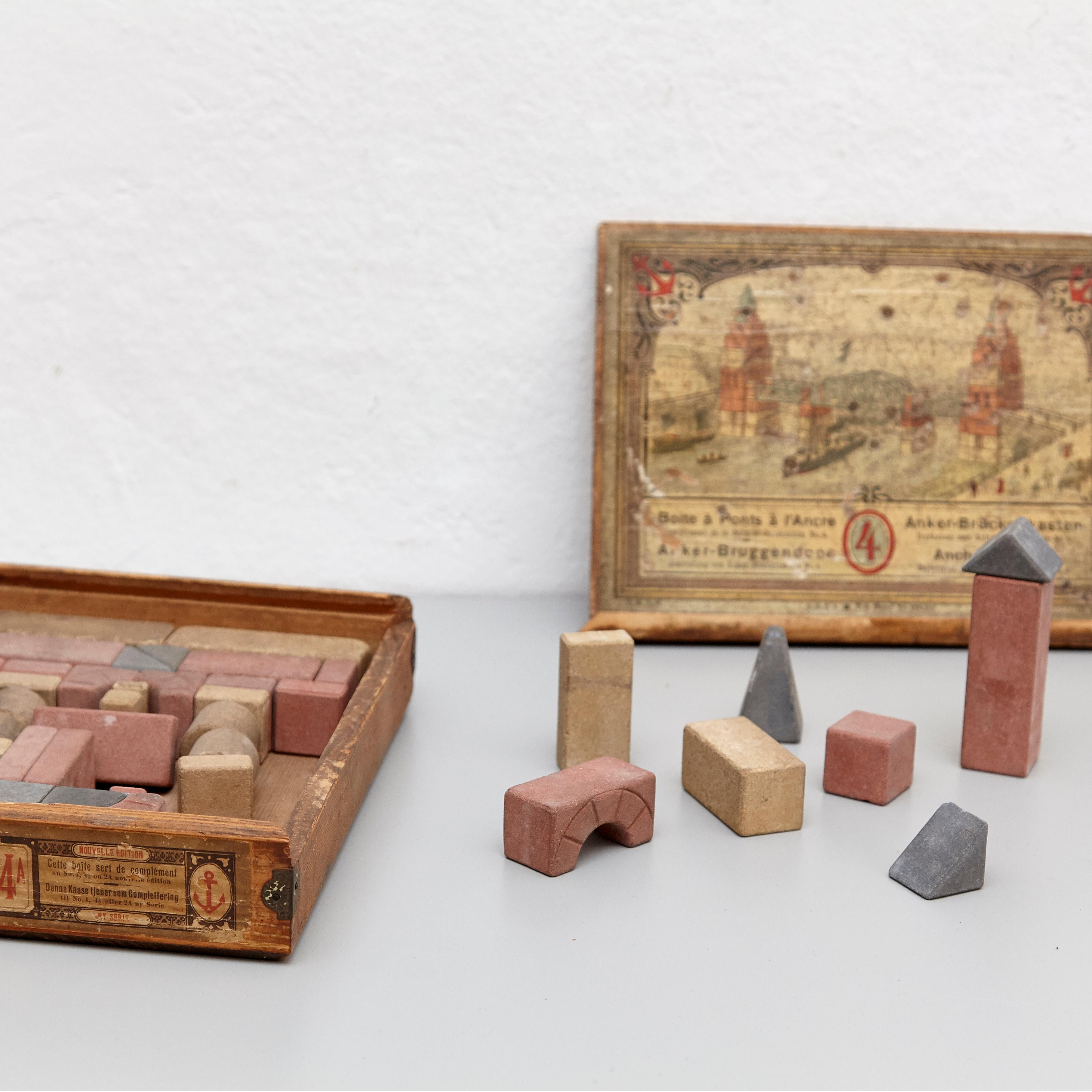 Set of 5 Richters German Anchor Stone Blocks Building Toys Germany 1900 12