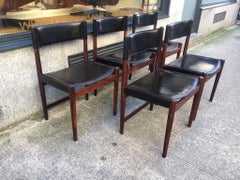 Set of 5 Rio Rosewood and Black Leather Dining Chair by Arne Vodder