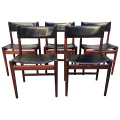 Set of 5 Rio Rosewood and Black Leather Dining Chair by Arne Vodder