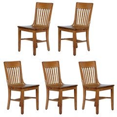 Set of 5 Robust and Comfortable Bleached Oak Dining Chairs