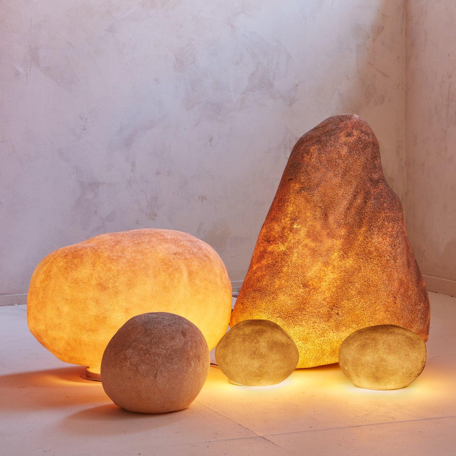 French Set of 5 Rock Lamps by Andre Cazenave, France, 1960s