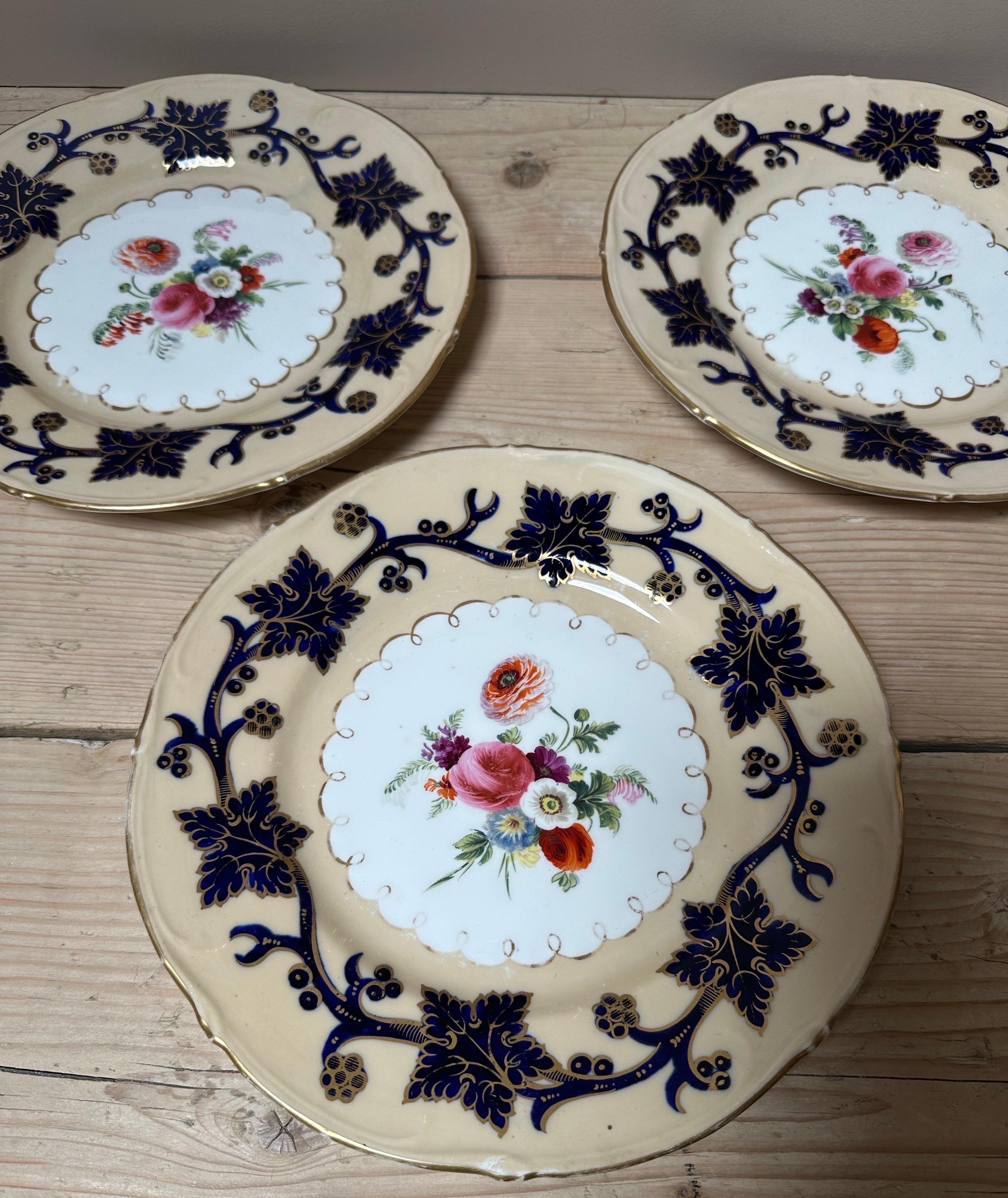 Set of 5 Rockingham Porcelain Dinner Plates, Circa 1830s For Sale 5