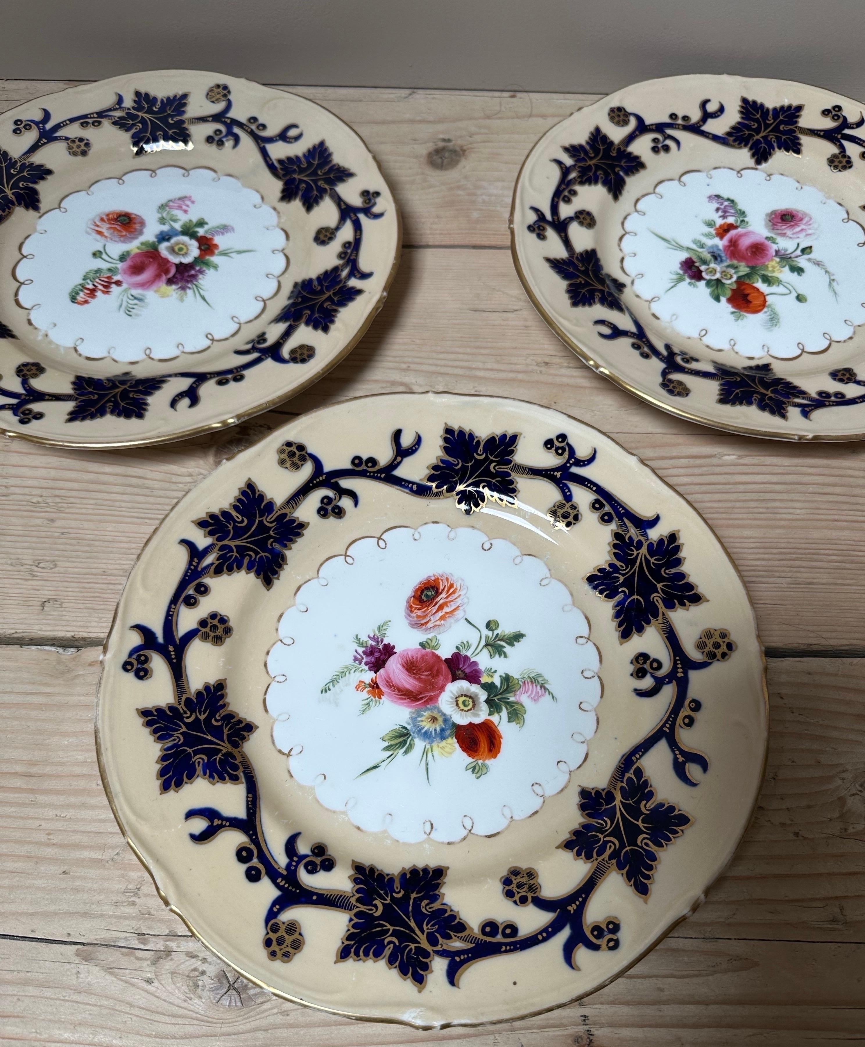 Set of 5 Rockingham Porcelain Dinner Plates, Circa 1830s For Sale 6
