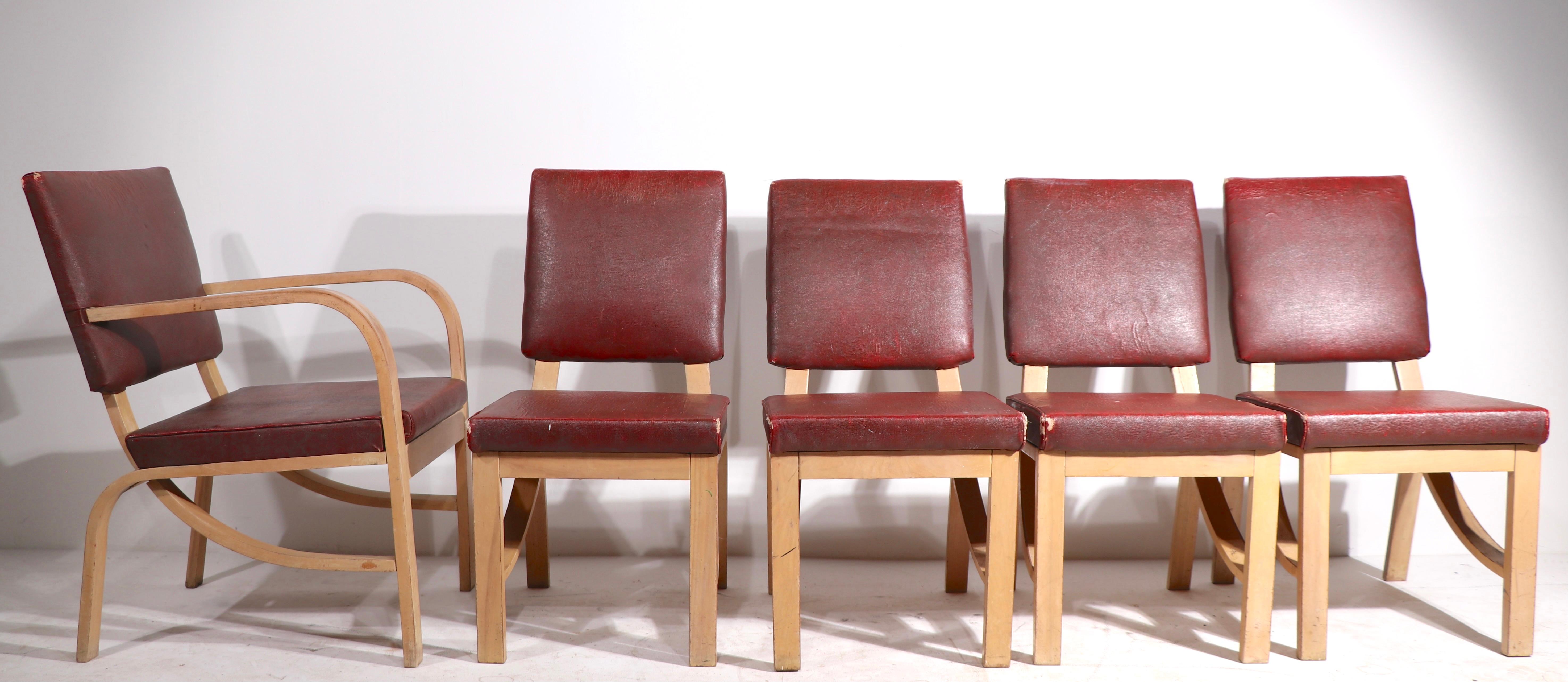 American Set of 5 Rohde for Heywood Wakefield Dining Chairs