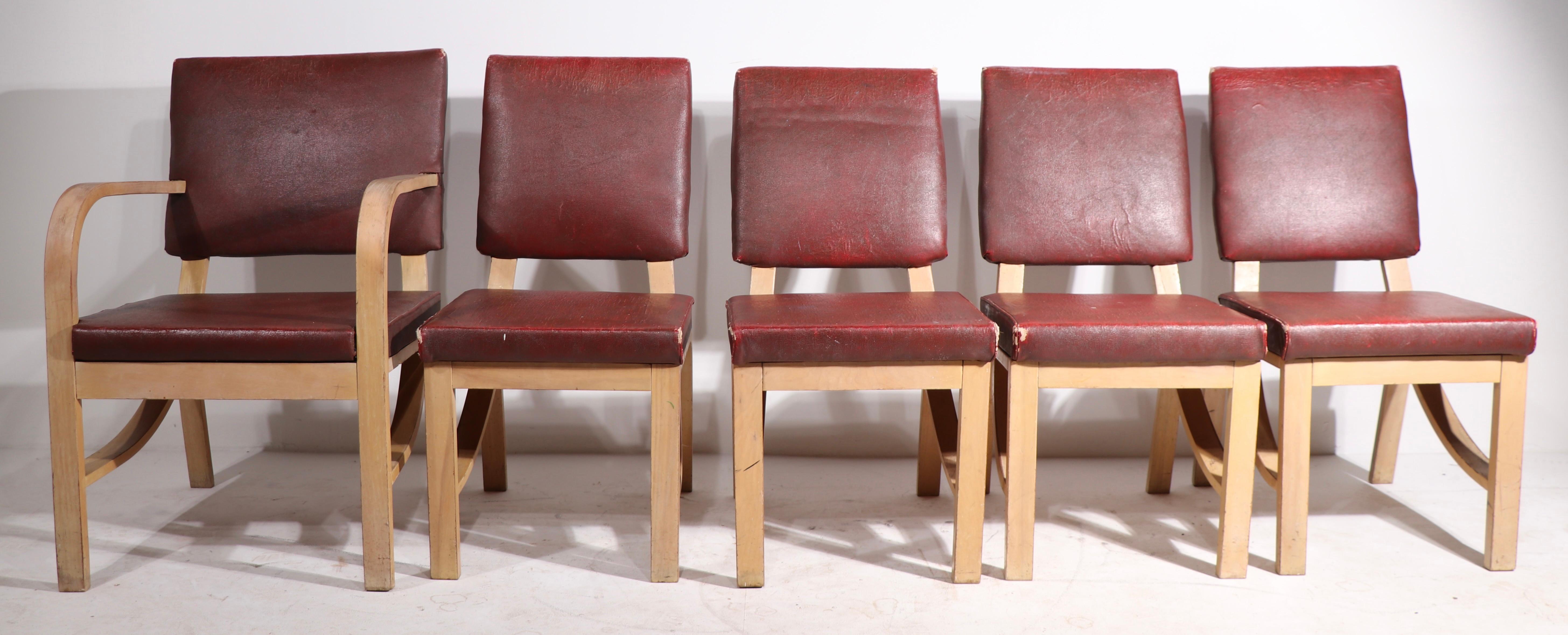 Set of 5 Rohde for Heywood Wakefield Dining Chairs In Good Condition In New York, NY