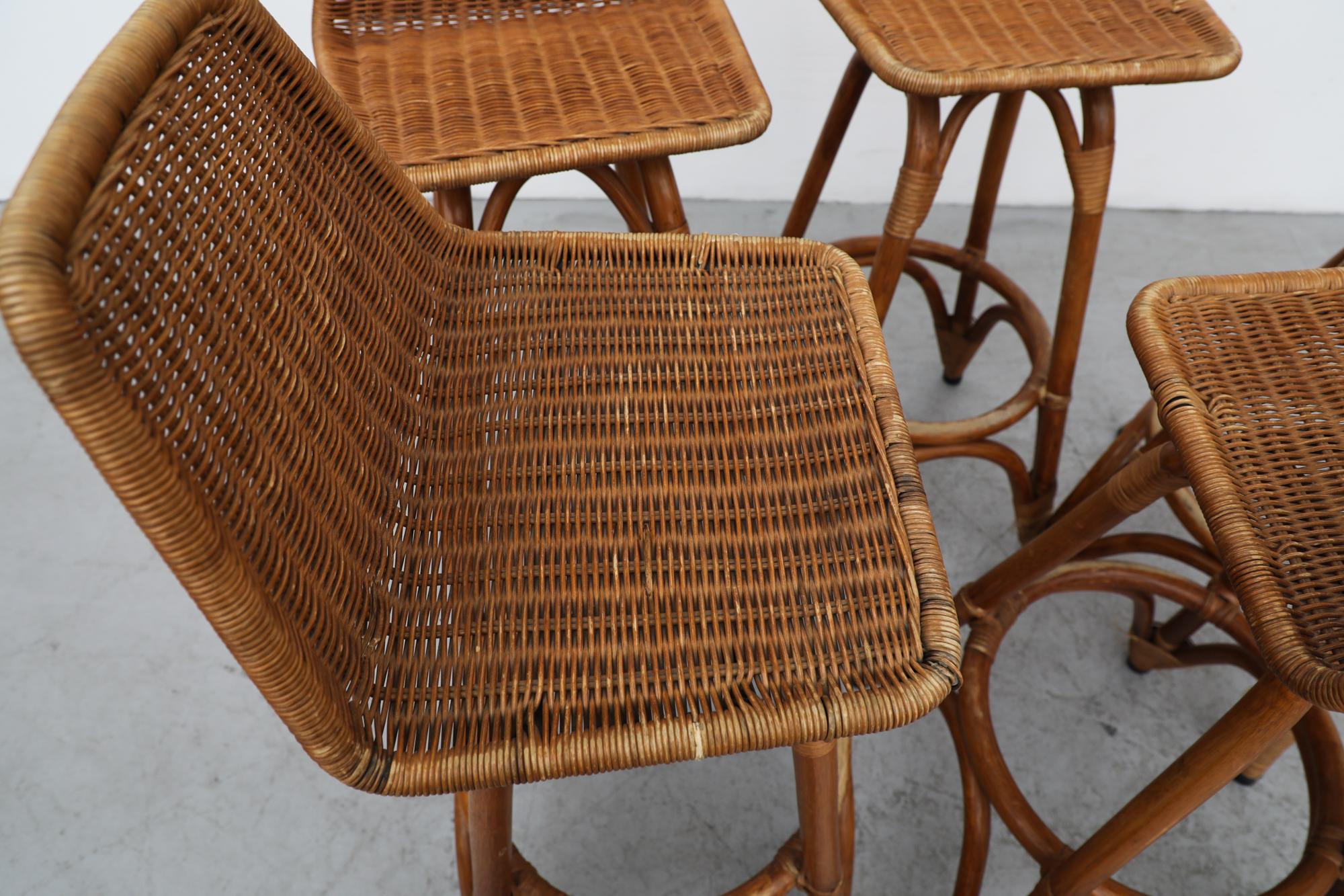 Set of 5 Rohe Noordwolde Rattan and Bamboo Bar Stools 8