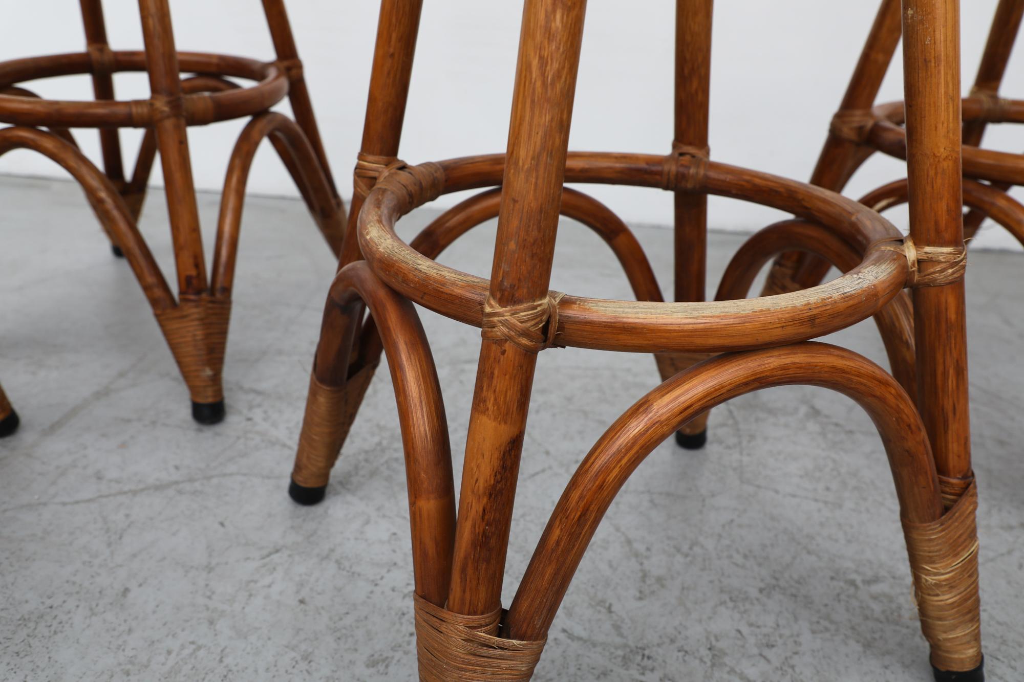 Set of 5 Rohe Noordwolde Rattan and Bamboo Bar Stools 9
