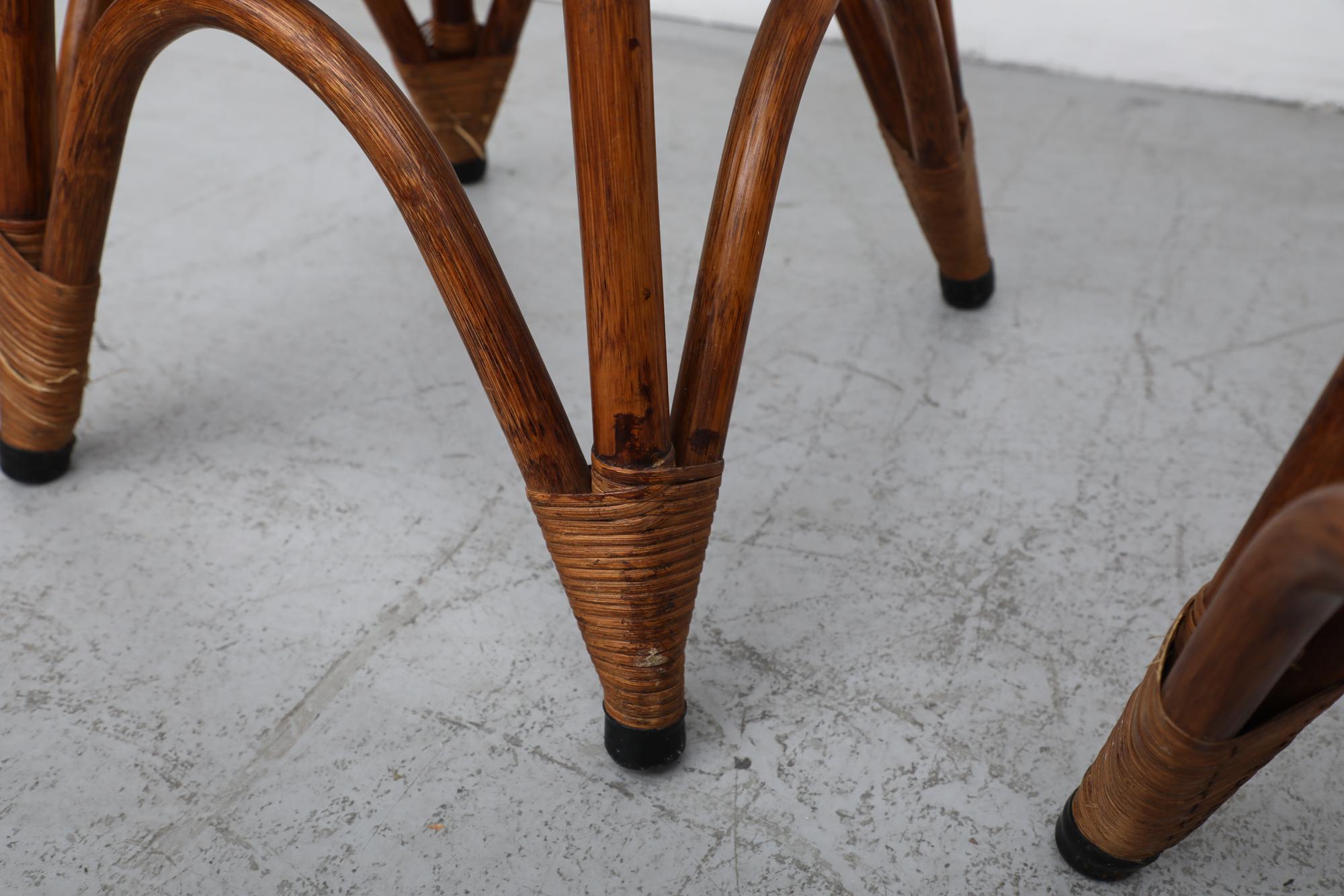 Set of 5 Rohe Noordwolde Rattan and Bamboo Bar Stools 14