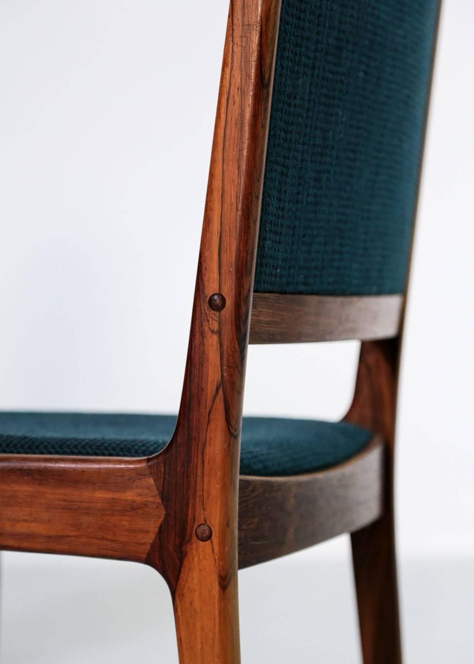 Scandinavian Modern Set of Five Rosewood Dining Chairs, 1960s For Sale