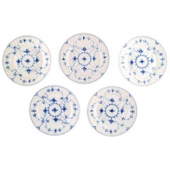 Set of 5 Royal Copenhagen Blue Fluted Lunch Plates
