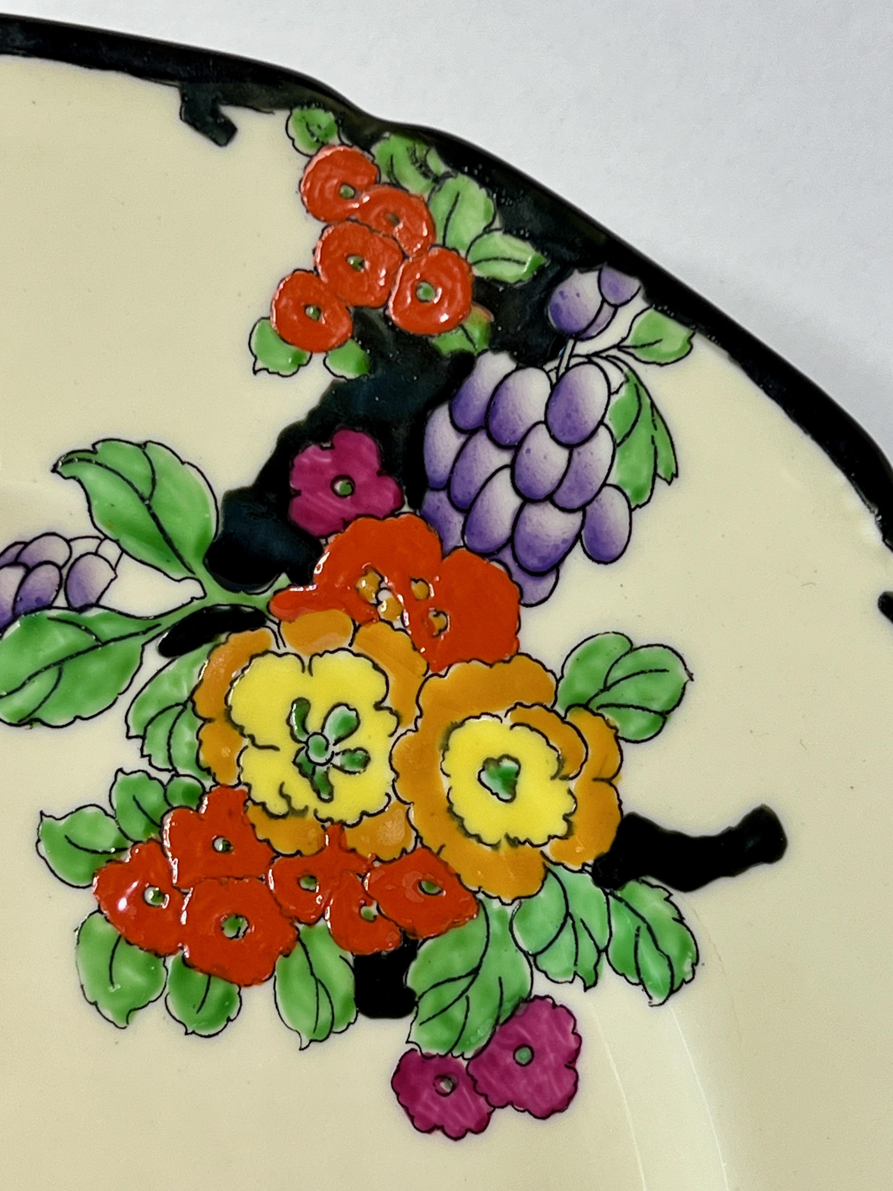 English Set of 5 Royal Doulton Vibrant Enamel Art Deco Flamingo Dessert/Side Plates For Sale