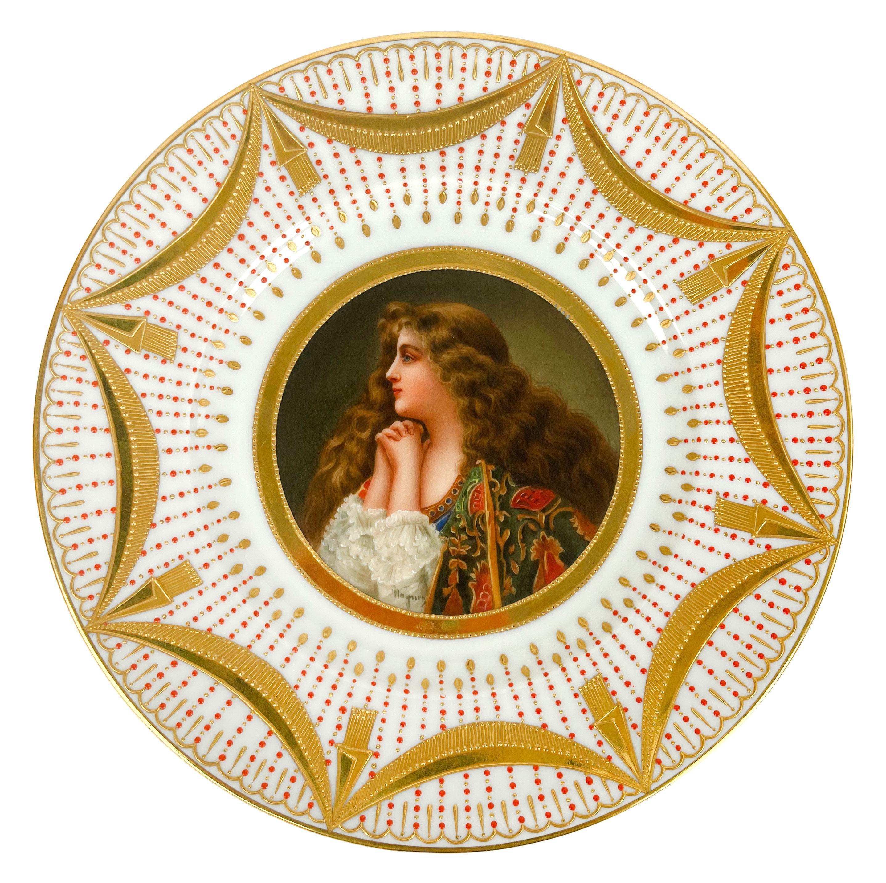 Set Of 5 Royal Vienna hand-painted jeweled porcelain cabinet plates. Austria, Circa 1880.

Measure: D: 9.50