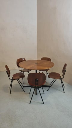 Satz von 5 Stühlen S88 und Tisch T 41, entworfen von Osvaldo Borsani für Tecno 1955