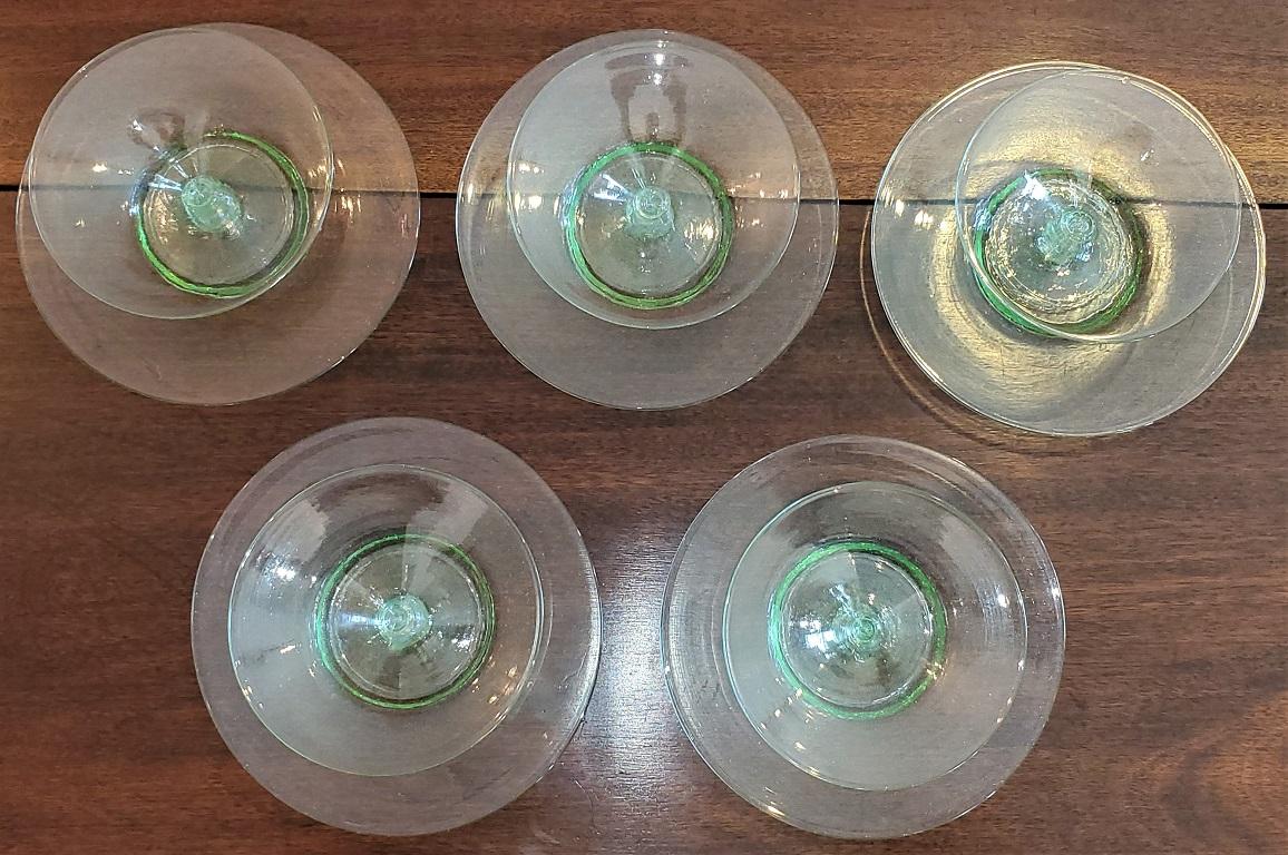 Appliqué Set of 5 Salviati Venetian Compote Glasses with Dish