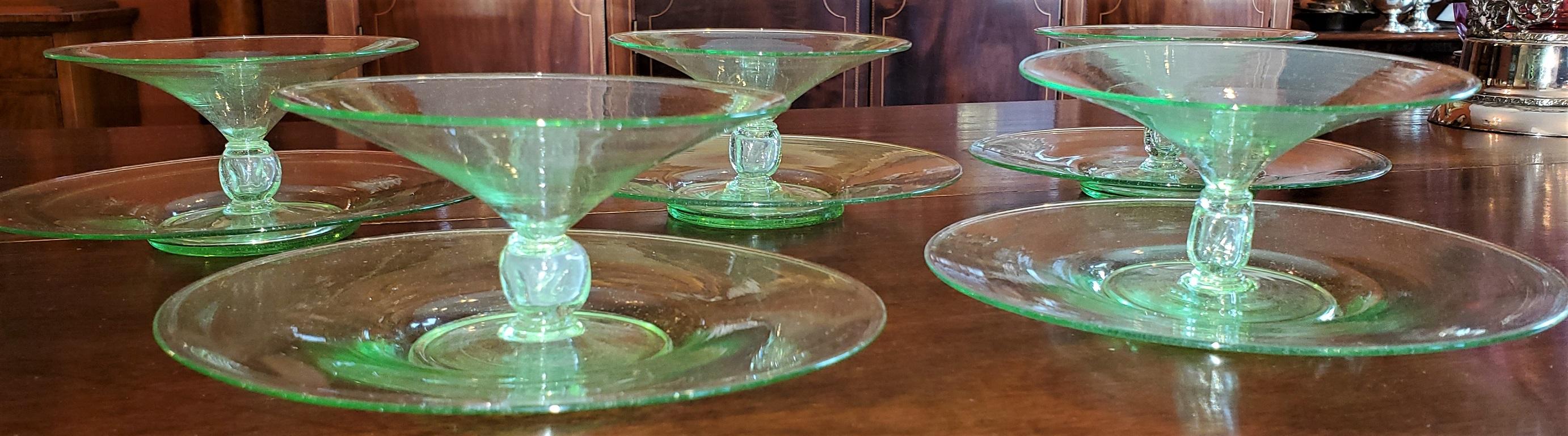 Set of 5 Salviati Venetian Compote Glasses with Dish In Excellent Condition In Dallas, TX