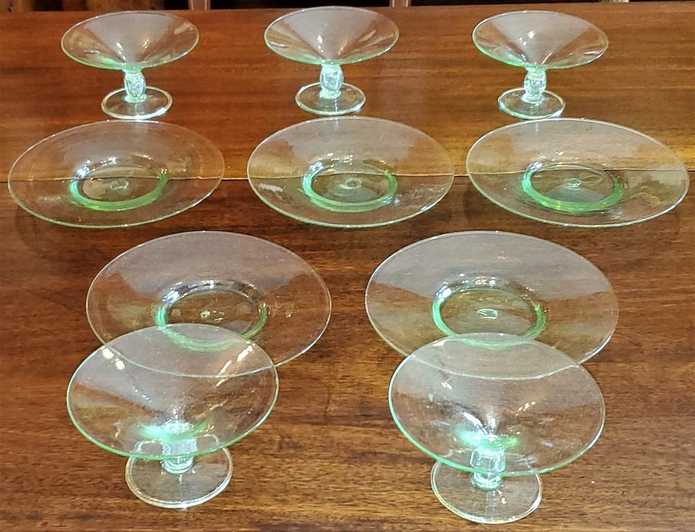 20th Century Set of 5 Salviati Venetian Compote Glasses with Dish