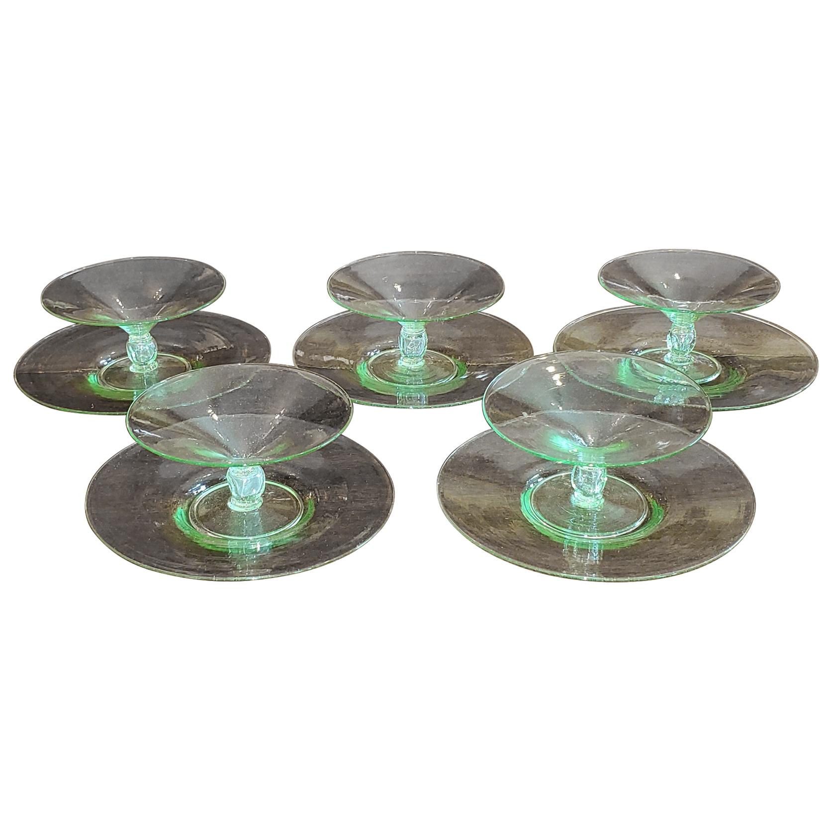 Pair of American Enameled Glass Footed Compotes, circa 1880 For Sale at