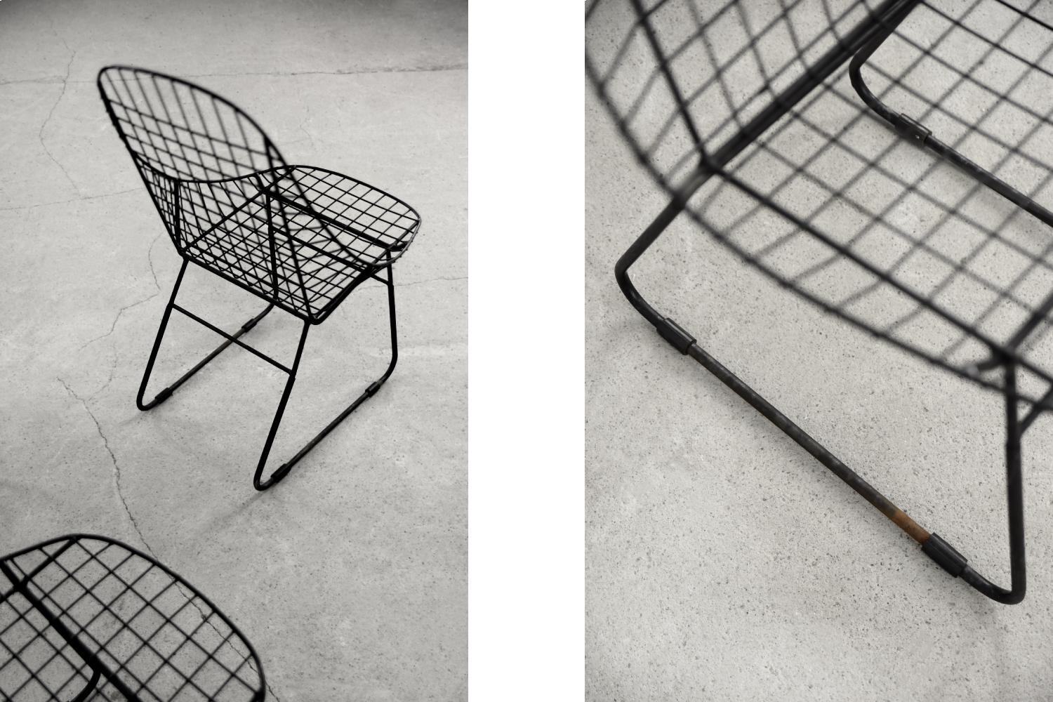 Mid-20th Century Set of 5 Scandinavian Mid-Century Modern Minimalist Black Wire Prototype Chair For Sale