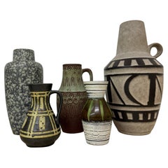 Set of 5 Scheurich west Germany ceramic vases , 1970s