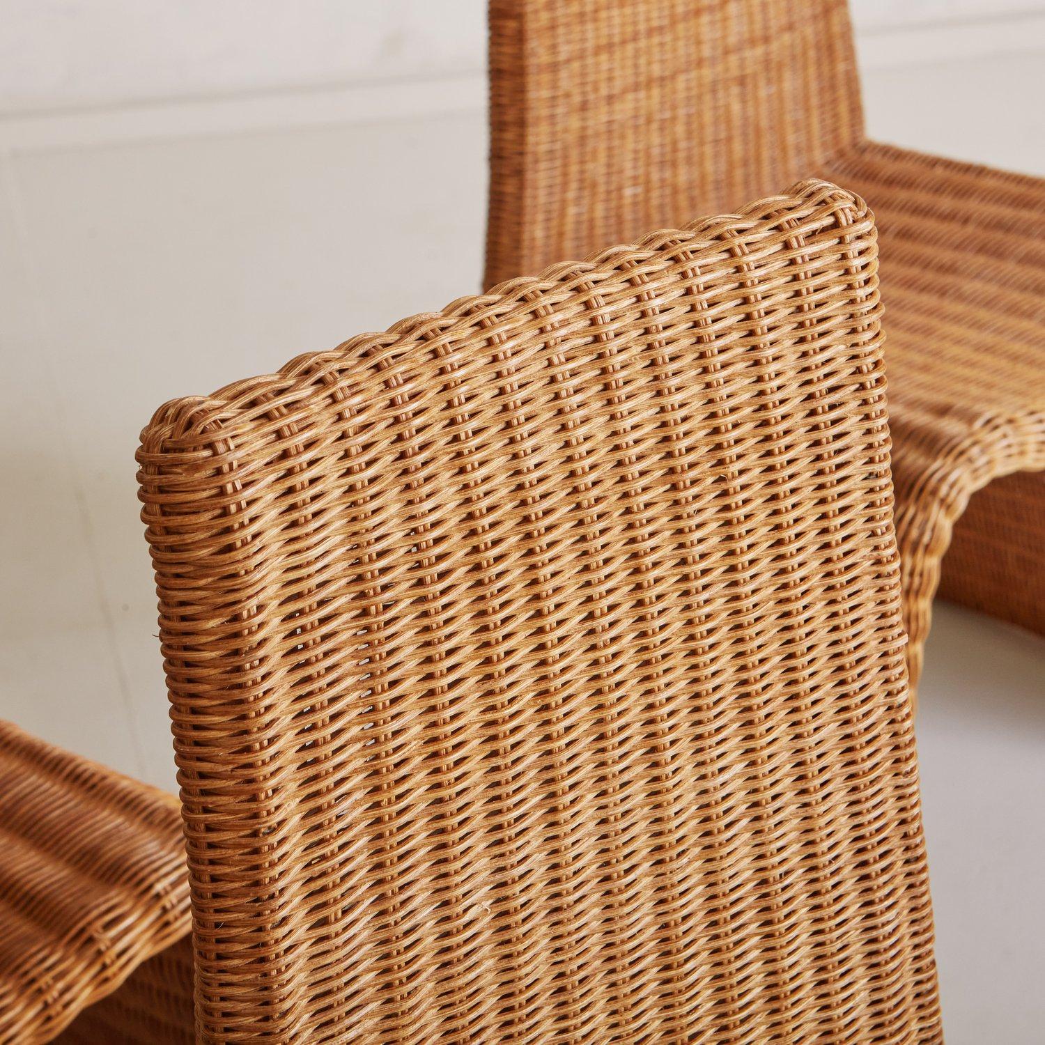Set of 5 Sculptural Wicker Dining Chairs, Spain 20th Century 6